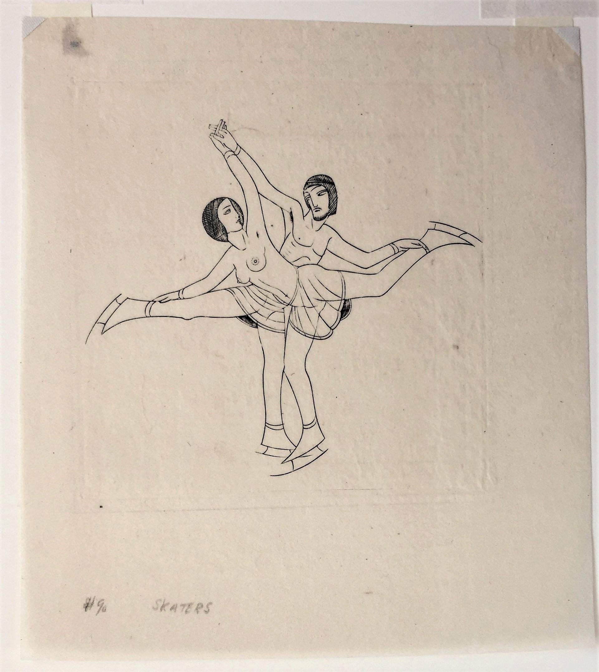 Skater (Beige), Nude Print, von Eric Gill