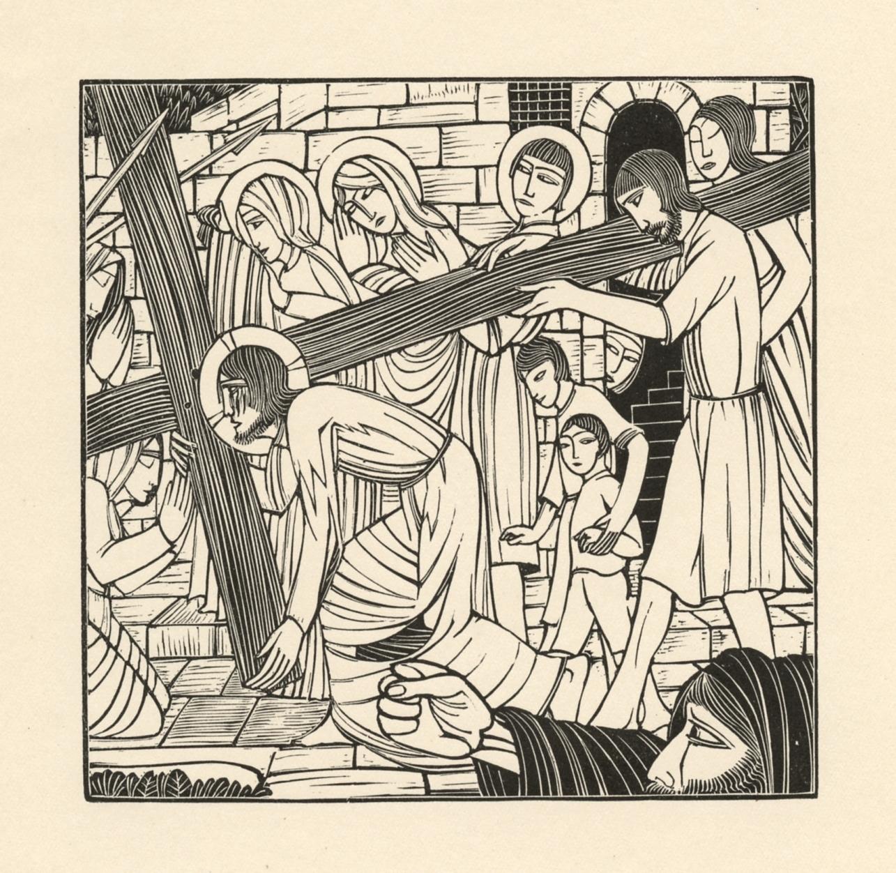 The Carrying of the Cross - Print by Eric Gill