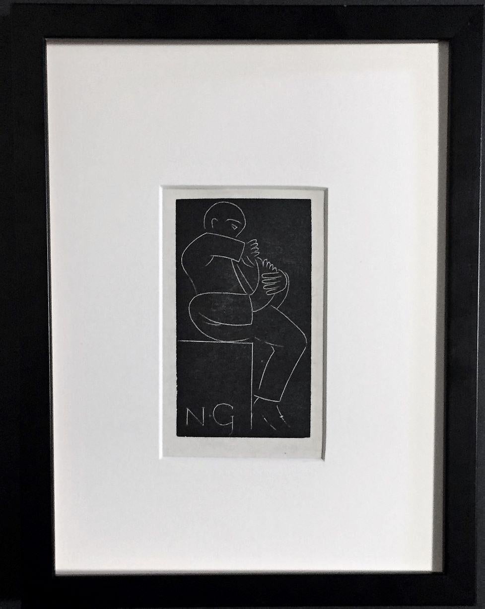 Toilette - Noir Portrait Print par Eric Gill