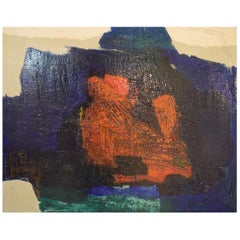 Eric Göran Gustavsson, Swedish Artist, Oil on Board, Abstract Landscape
