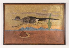 Antique American Modern Southwest Surreal Animal Cartoon Original Painting
