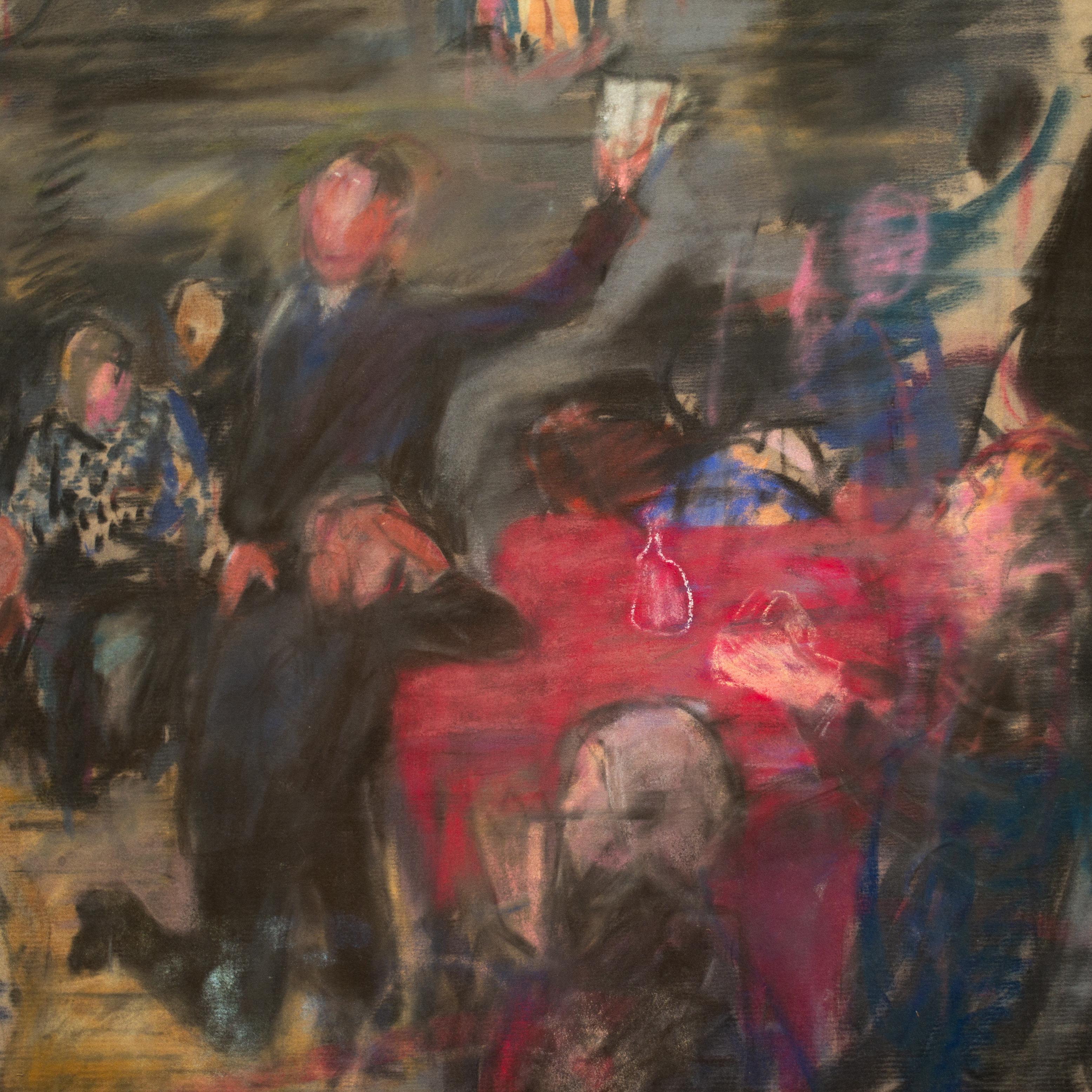 Party Time by Swedish Artist Eric Hallström, Pastel on Paper For Sale 1