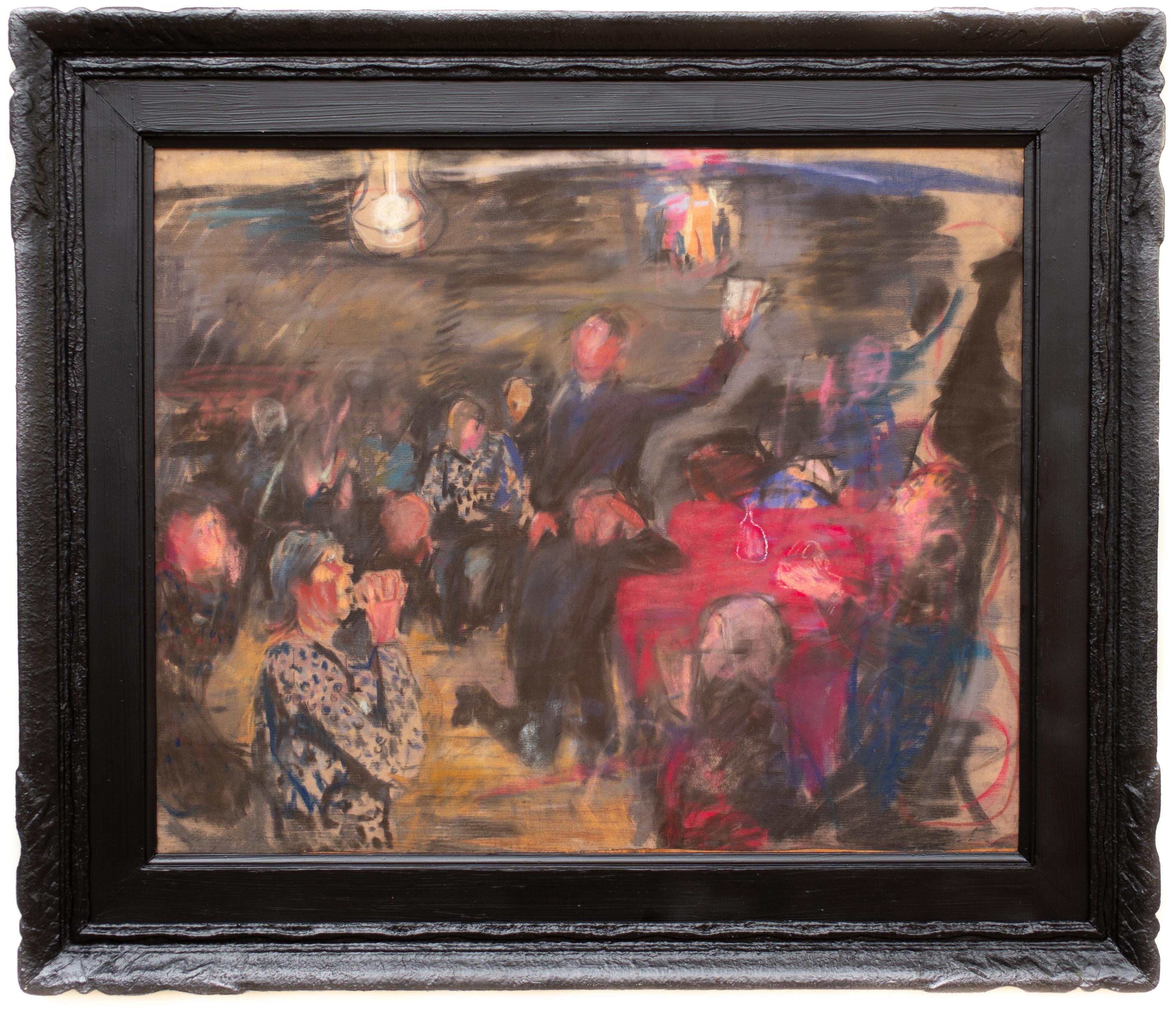 Party Time by Swedish Artist Eric Hallström, Pastel on Paper