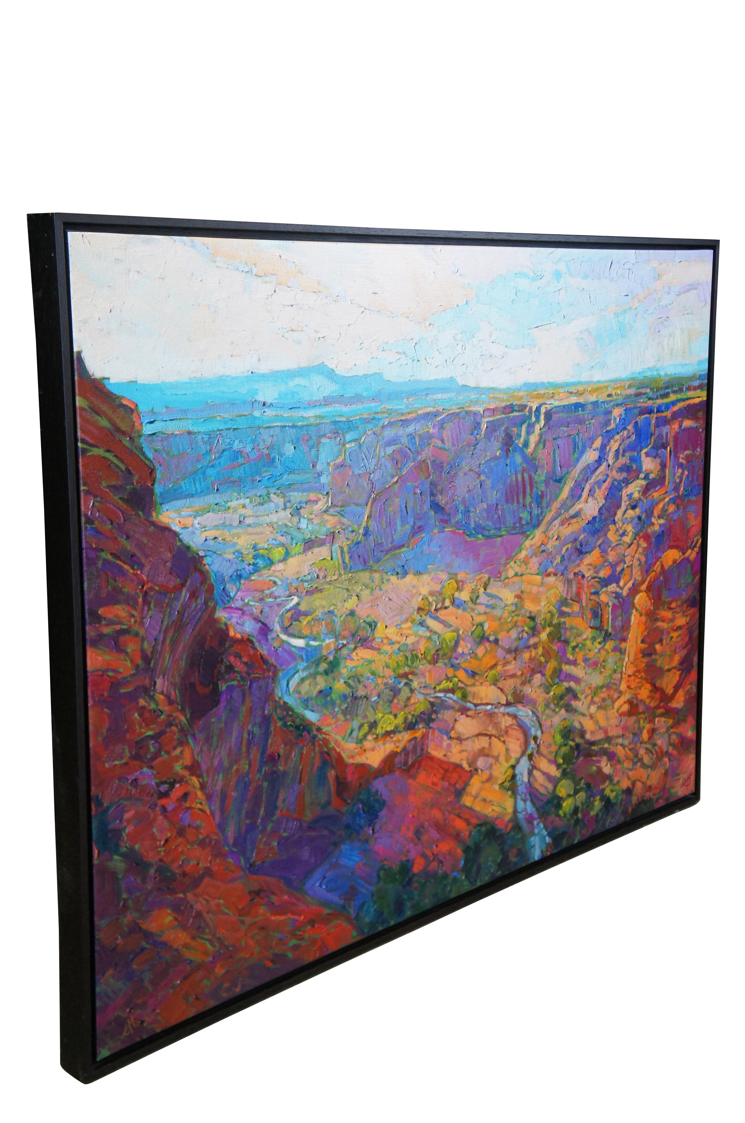 The recognizably rainbow hues of the Grand Canyon pop from the canvas in this oil painting by American impressionist Erin Hanson MSRP $2000

