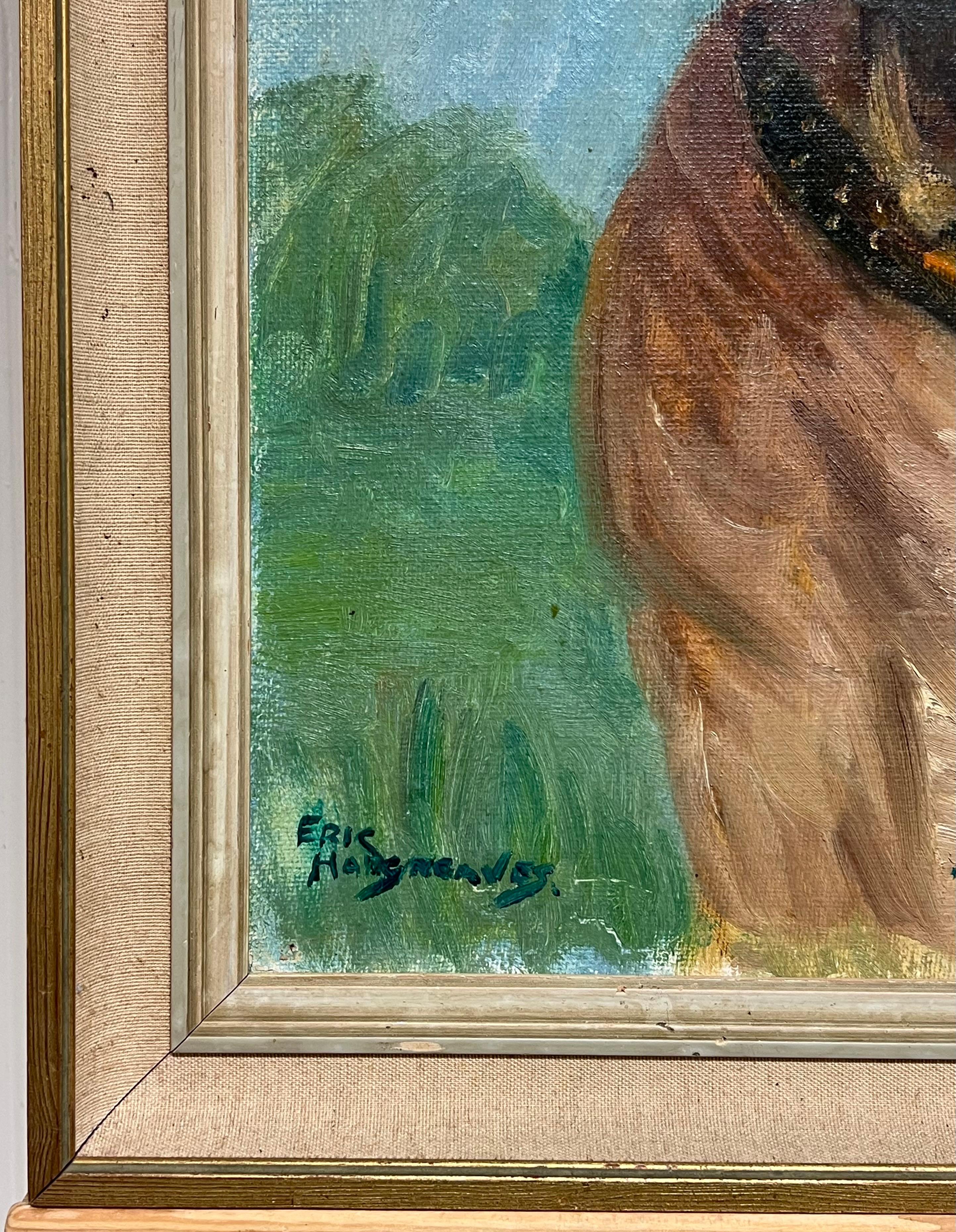 Retrato de un perro bóxer Firmado Pintura al óleo británica del siglo XX - Painting Escuela inglesa de Eric Hargreaves