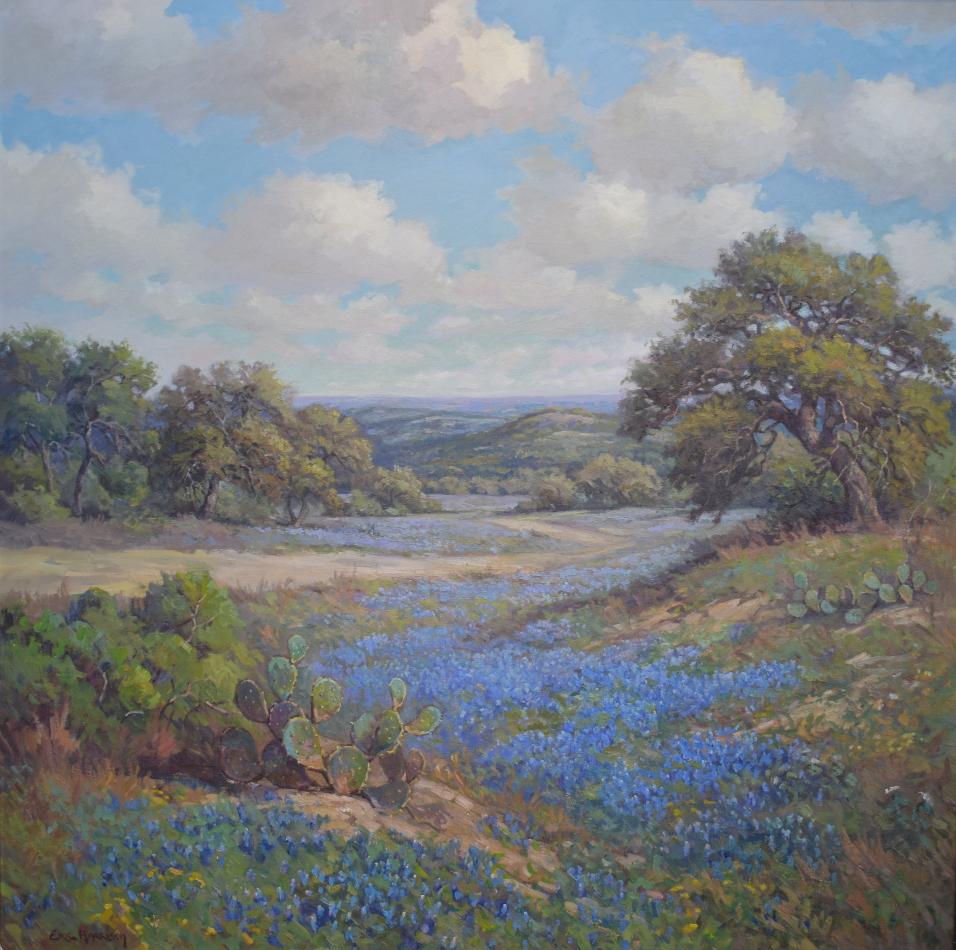 Eric Harrison Landscape Painting - " Bluebonnets" Texas Hillcountry Landscape