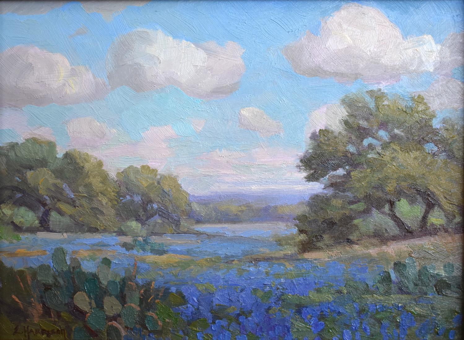 Eric Harrison Landscape Painting -  "Bluebonnets" Bluebonnet Texas Hill Country