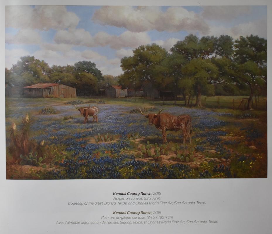 „KENDALL COUNTY RANCH“ BLUEBONNET LONGHORN FRAMED 53 X 73 – Painting von Eric Harrison