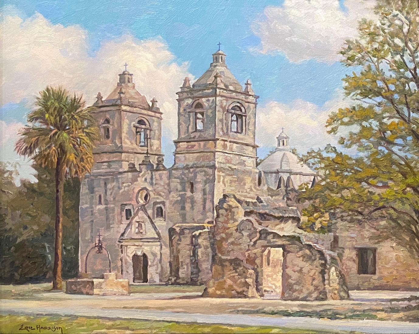 „mission CONCEPCION“ SAN ANTONIO TEXAS FRAMED 23 X 27 – Painting von Eric Harrison