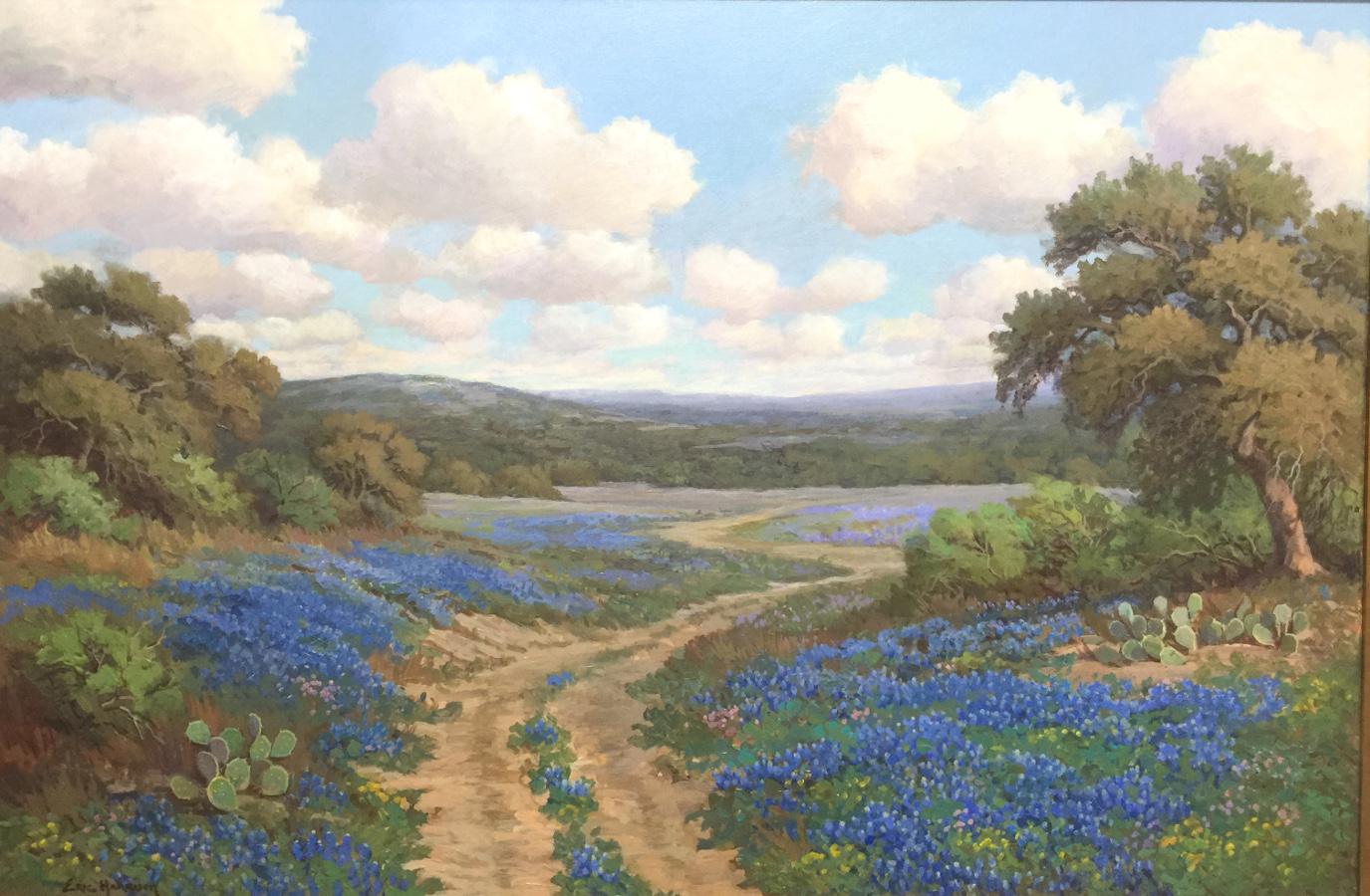 Eric Harrison Landscape Painting -  "Texas Blue" Bluebonnet Texas Hill Country
