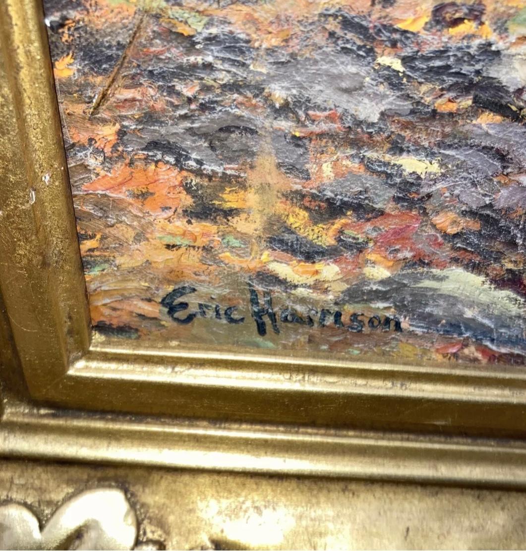 Eric Harrison Pittura a olio originale su tela. In buone condizioni, misura 30x26