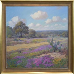 Paysage floral de fleurs de la colline de Verbena Spring au Texas