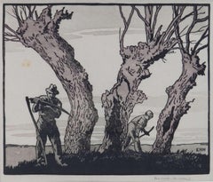 „Heuschneider“ von Eric Hesketh Hubbard, Holzschnitt, um 1930, Art déco