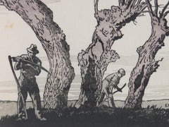 Hay Cutters by Eric Hesketh Hubbard Woodcut