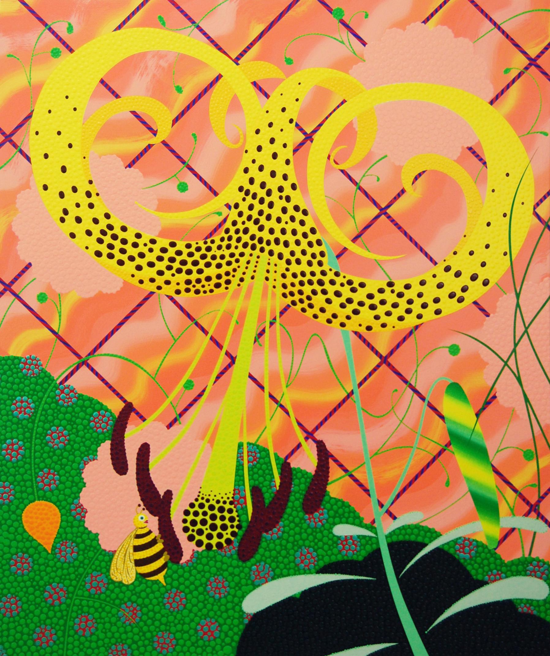 Eric Hibit Abstract Painting - Yellow Tiger Lily