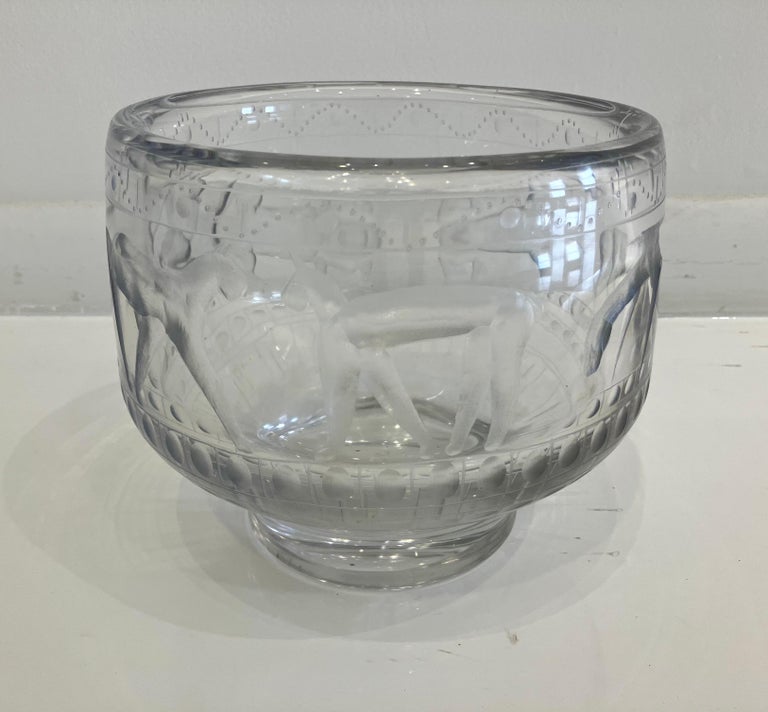 Mid-20th Century Eric Hoglund Engraved Glass Bowl For Sale