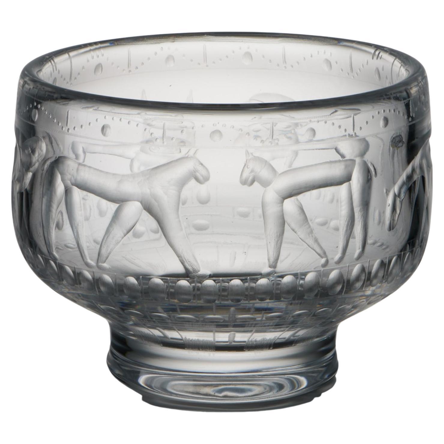 Eric Hoglund Engraved Glass Bowl For Sale