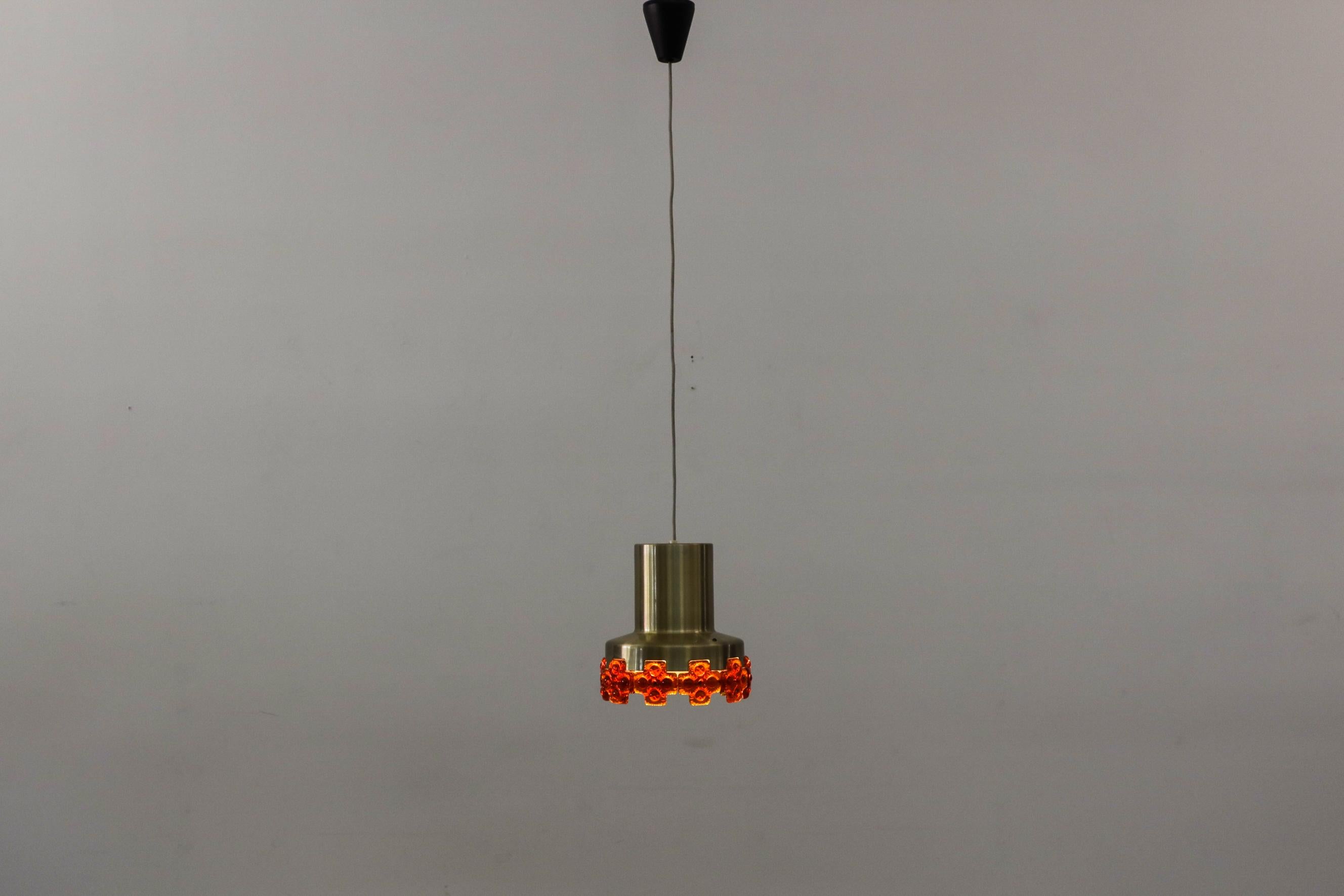 Mid-Century Modern Eric Hoglund Inspired MOD Pendant with Orange Glass Detailing