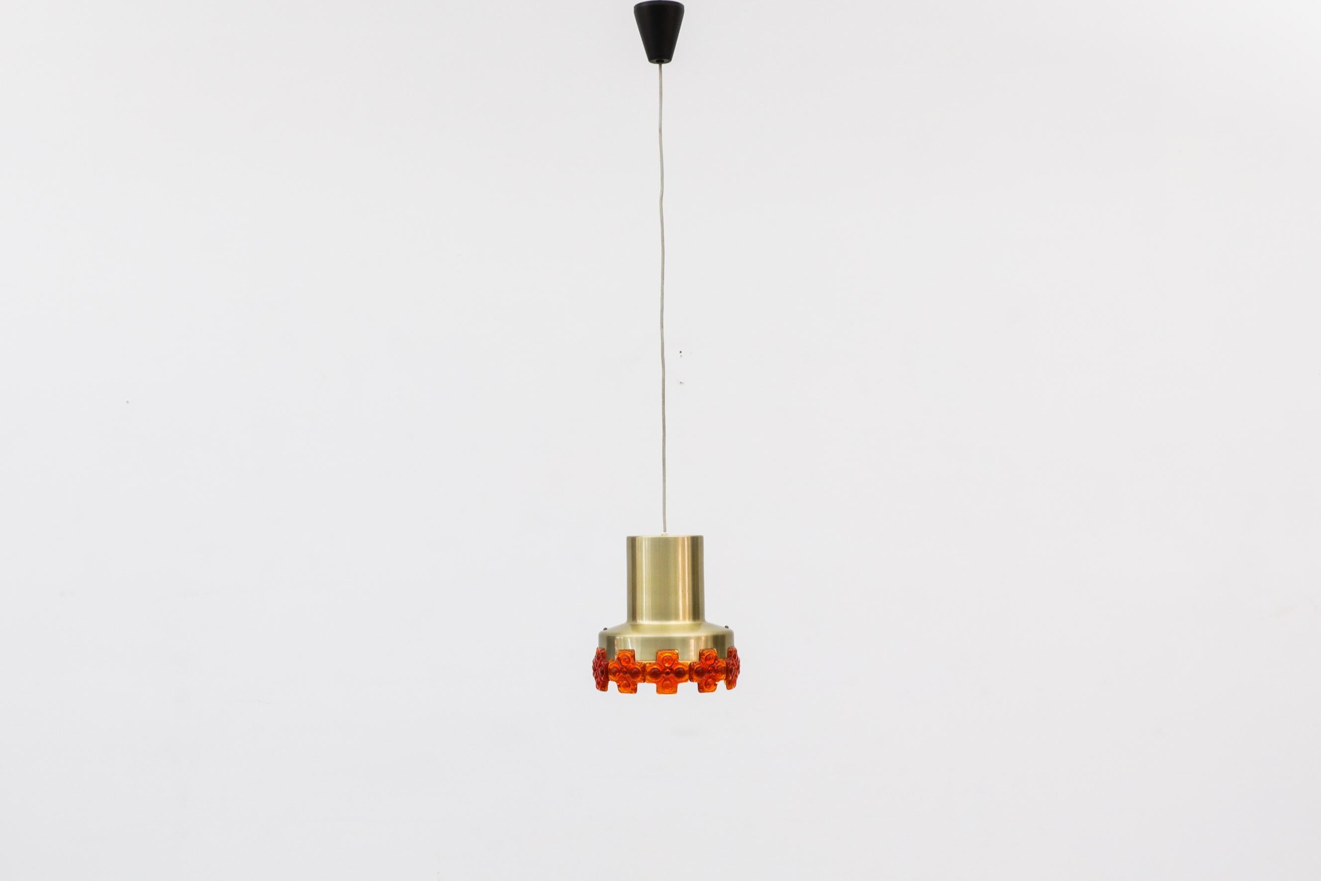 Danish Eric Hoglund Inspired MOD Pendant with Orange Glass Detailing