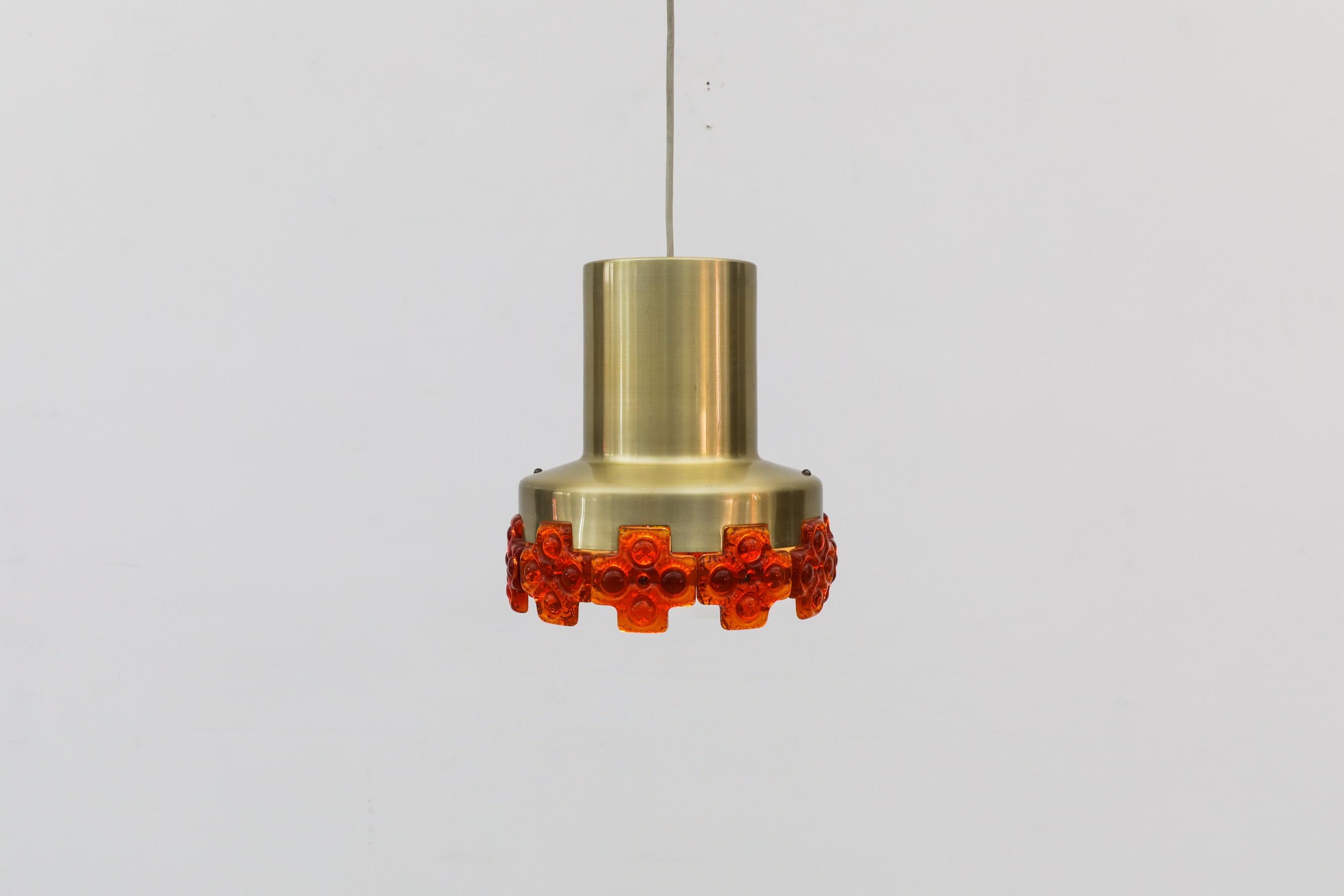 Aluminum Eric Hoglund Inspired MOD Pendant with Orange Glass Detailing