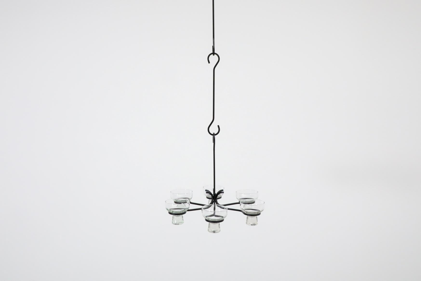 Eric Hoglund Inspired Wrought Iron Candelabra with Glass Pegged Cups For Sale 4