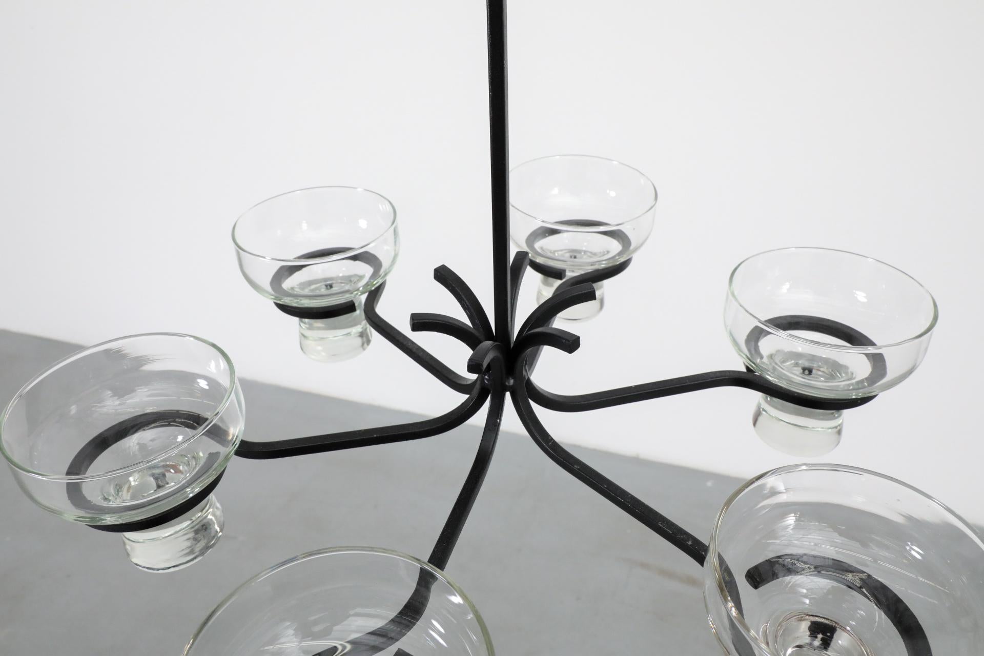Eric Hoglund Inspired Wrought Iron Candelabra with Glass Pegged Cups For Sale 6
