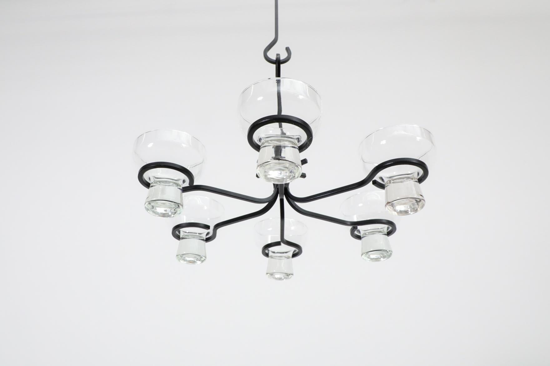 Eric Hoglund Inspired Wrought Iron Candelabra with Glass Pegged Cups For Sale 7