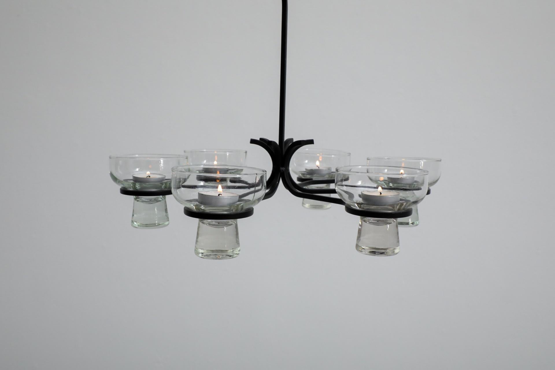 Eric Hoglund Inspired Wrought Iron Candelabra with Glass Pegged Cups For Sale 1
