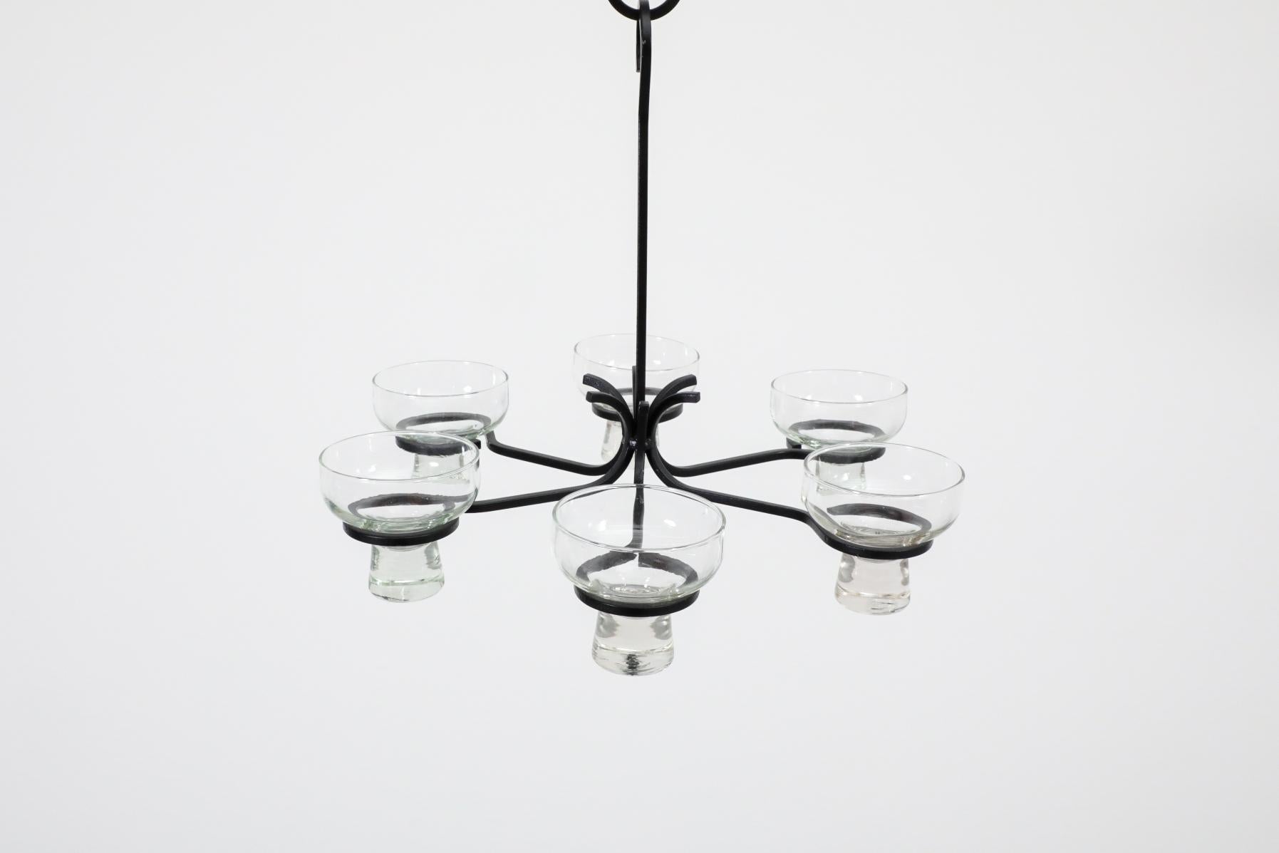 Eric Hoglund Inspired Wrought Iron Candelabra with Glass Pegged Cups For Sale 3
