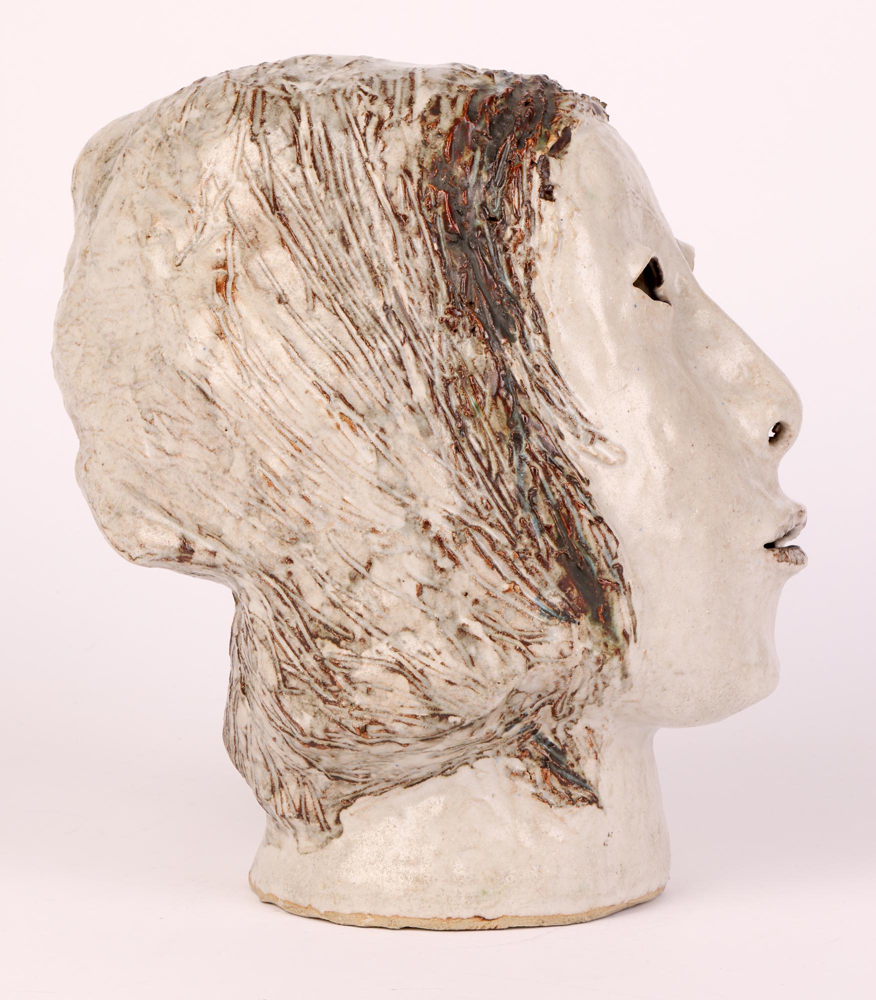 Eric James Mellon Hand-Crafted Studio Pottery Head Sculpture Dated 1963  For Sale 3