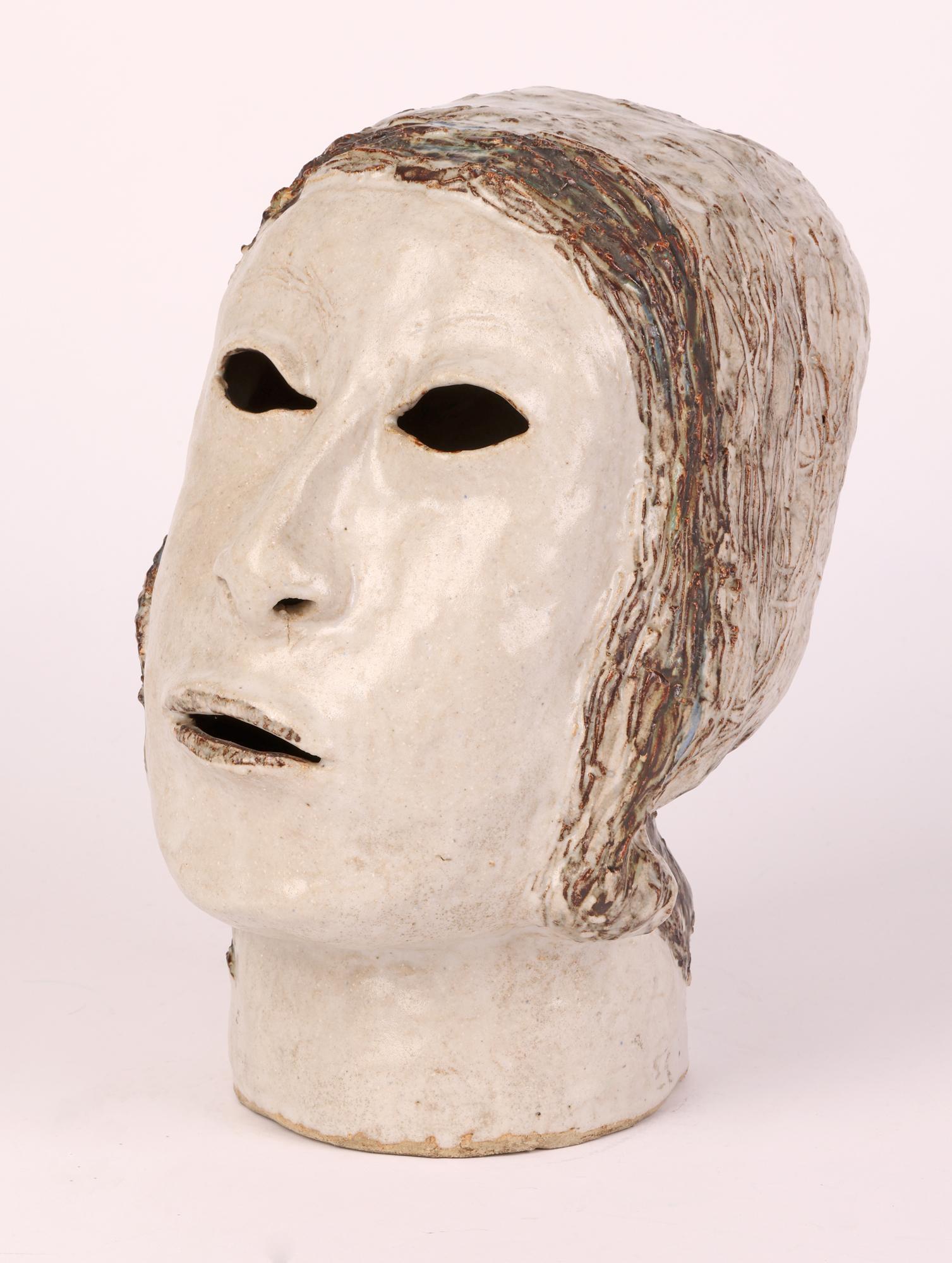 Eric James Mellon Hand-Crafted Studio Pottery Head Sculpture Dated 1963  For Sale 6