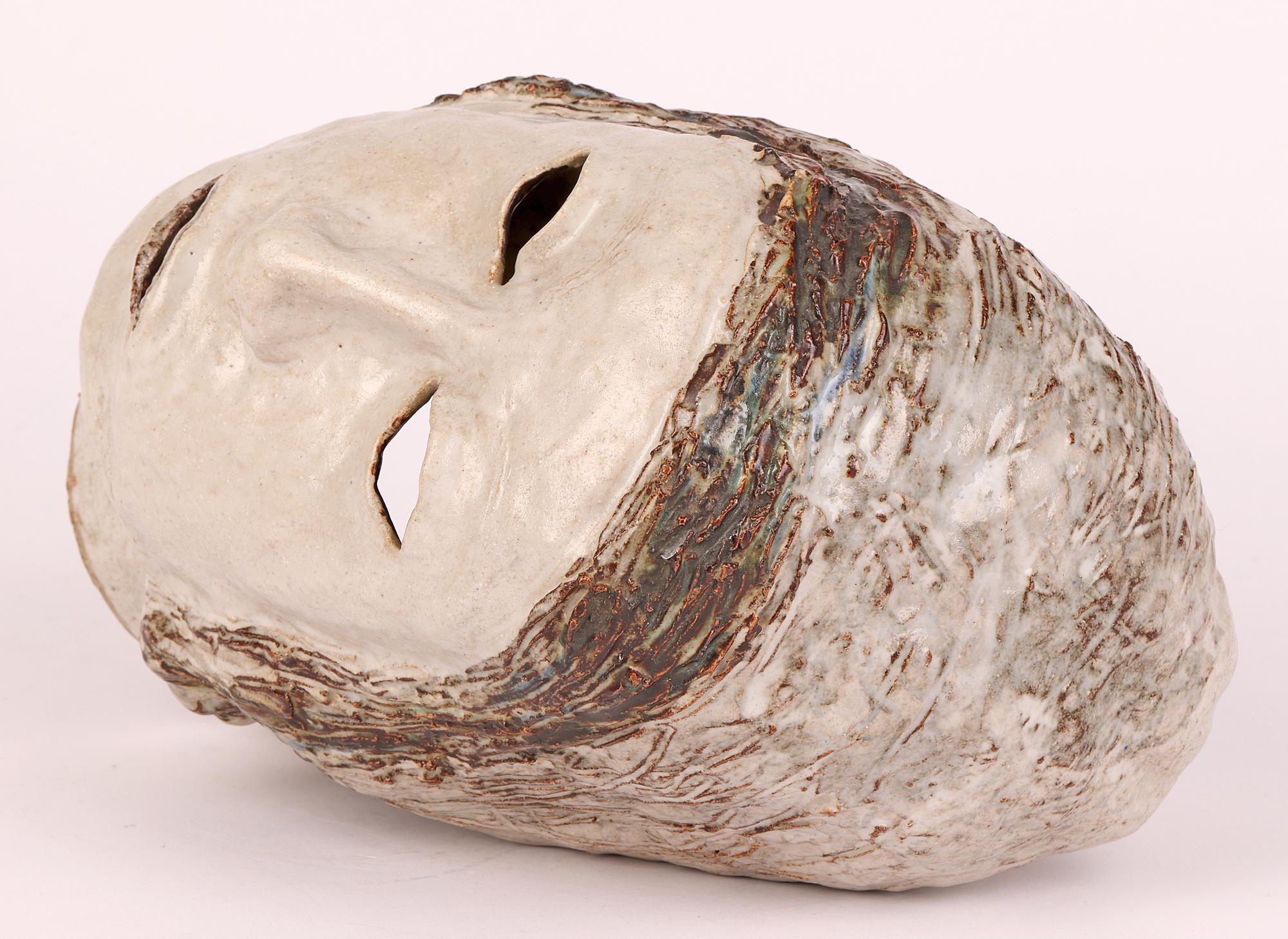 Mid-Century Modern Eric James Mellon Hand-Crafted Studio Pottery Head Sculpture Dated 1963  For Sale