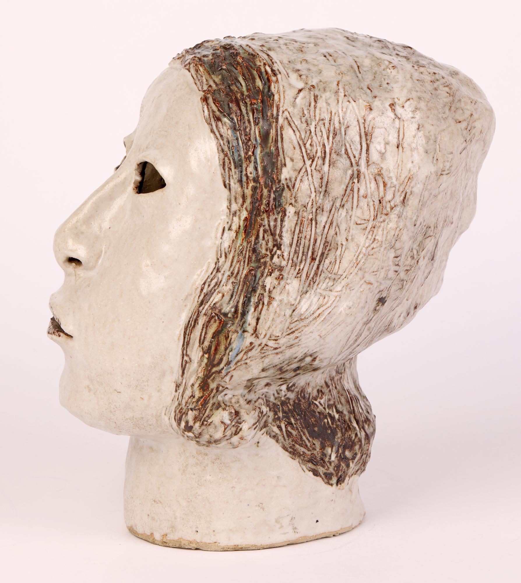 English Eric James Mellon Hand-Crafted Studio Pottery Head Sculpture Dated 1963  For Sale