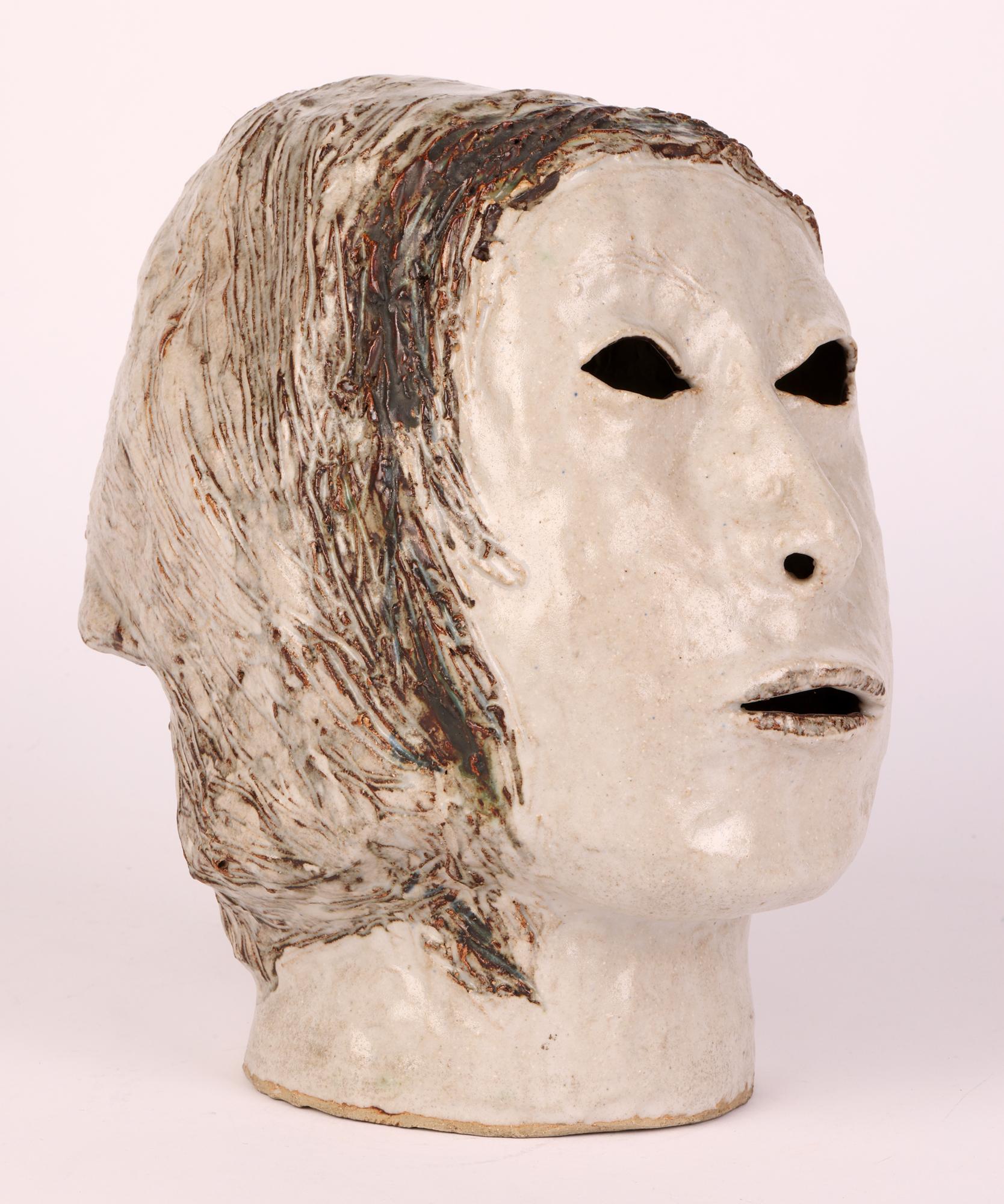 Mid-20th Century Eric James Mellon Hand-Crafted Studio Pottery Head Sculpture Dated 1963  For Sale
