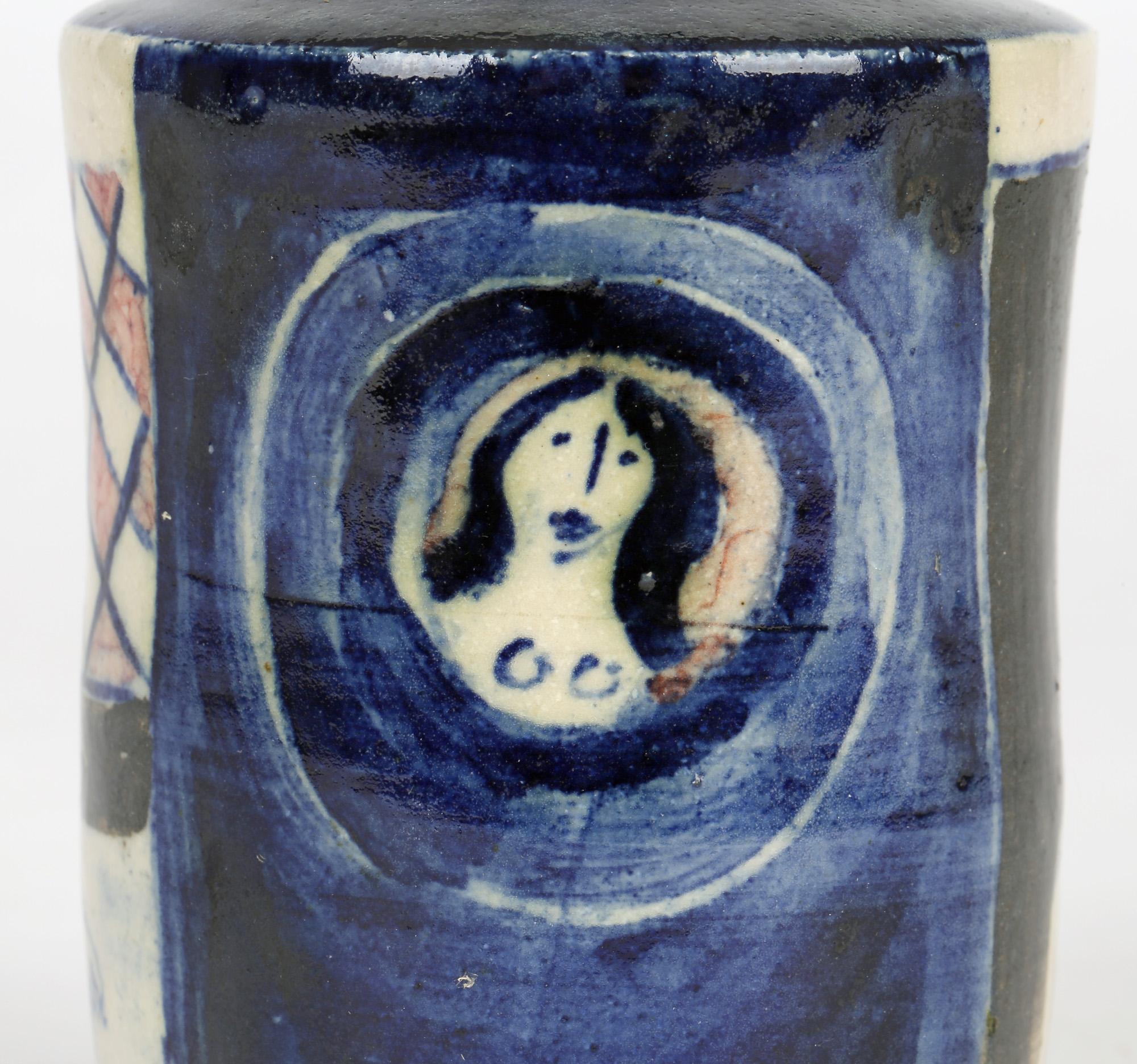Porcelain Eric James Mellon Studio Pottery Ash Glazed Vase with Nudes