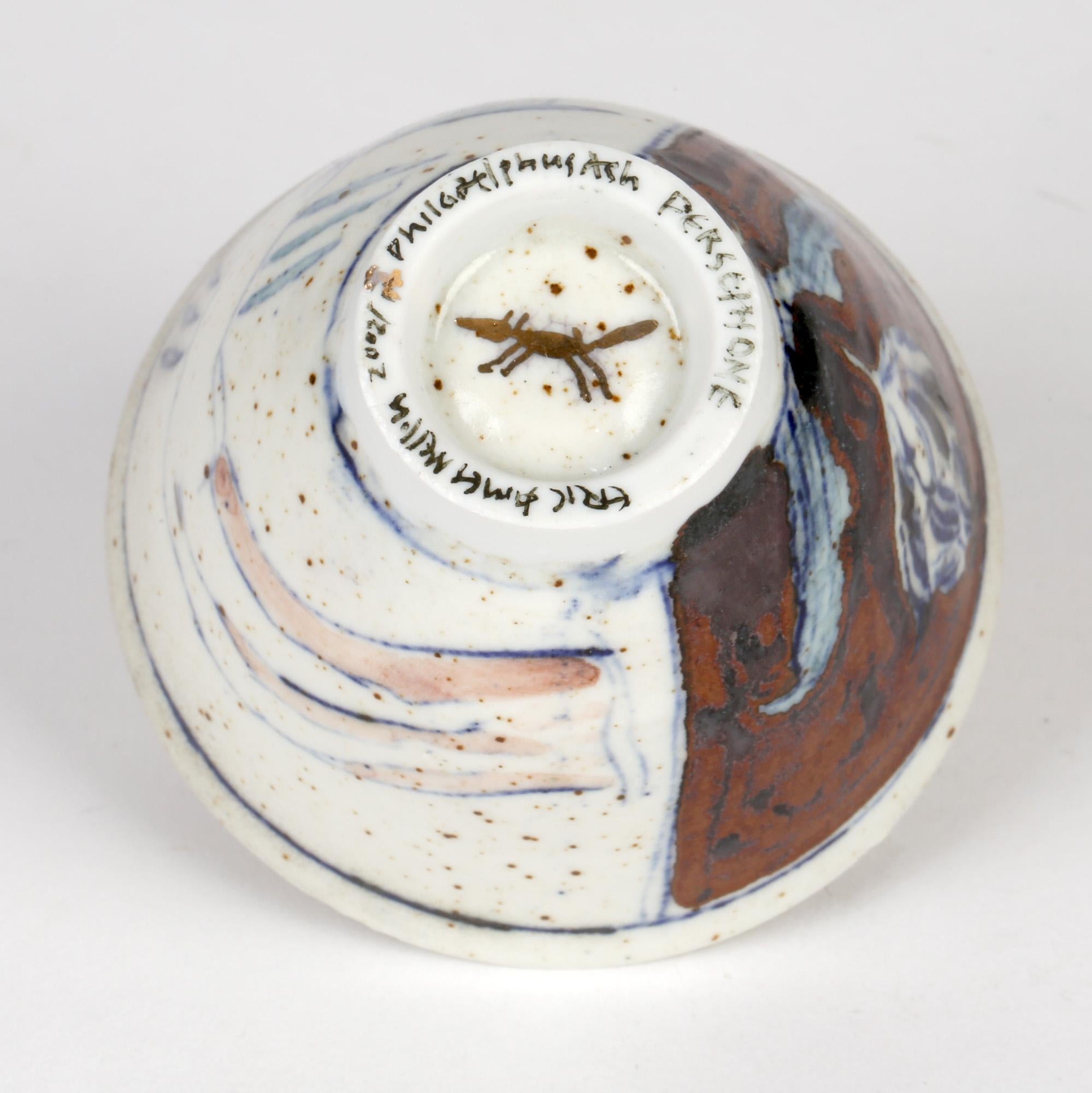 Anglais Bol en poterie de l'atelier Eric James Mellon peint avec nu