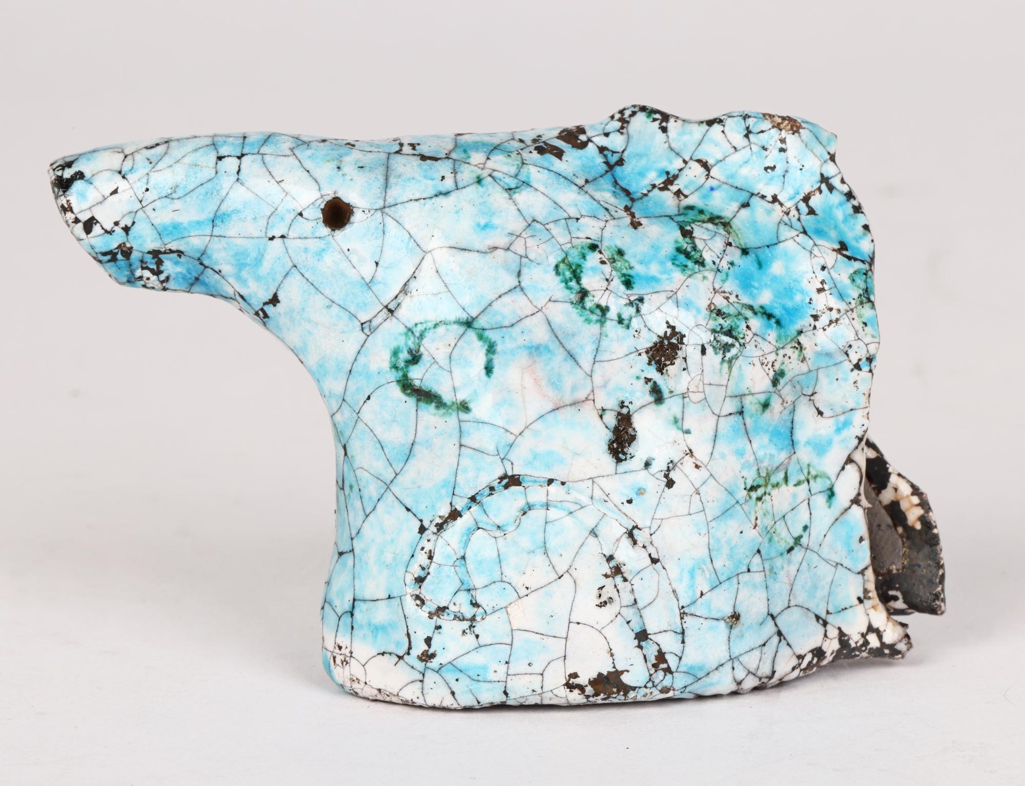 Tête de cheval émaillée Raku, Eric James Mellon Studio Pottery, 1982 en vente 4