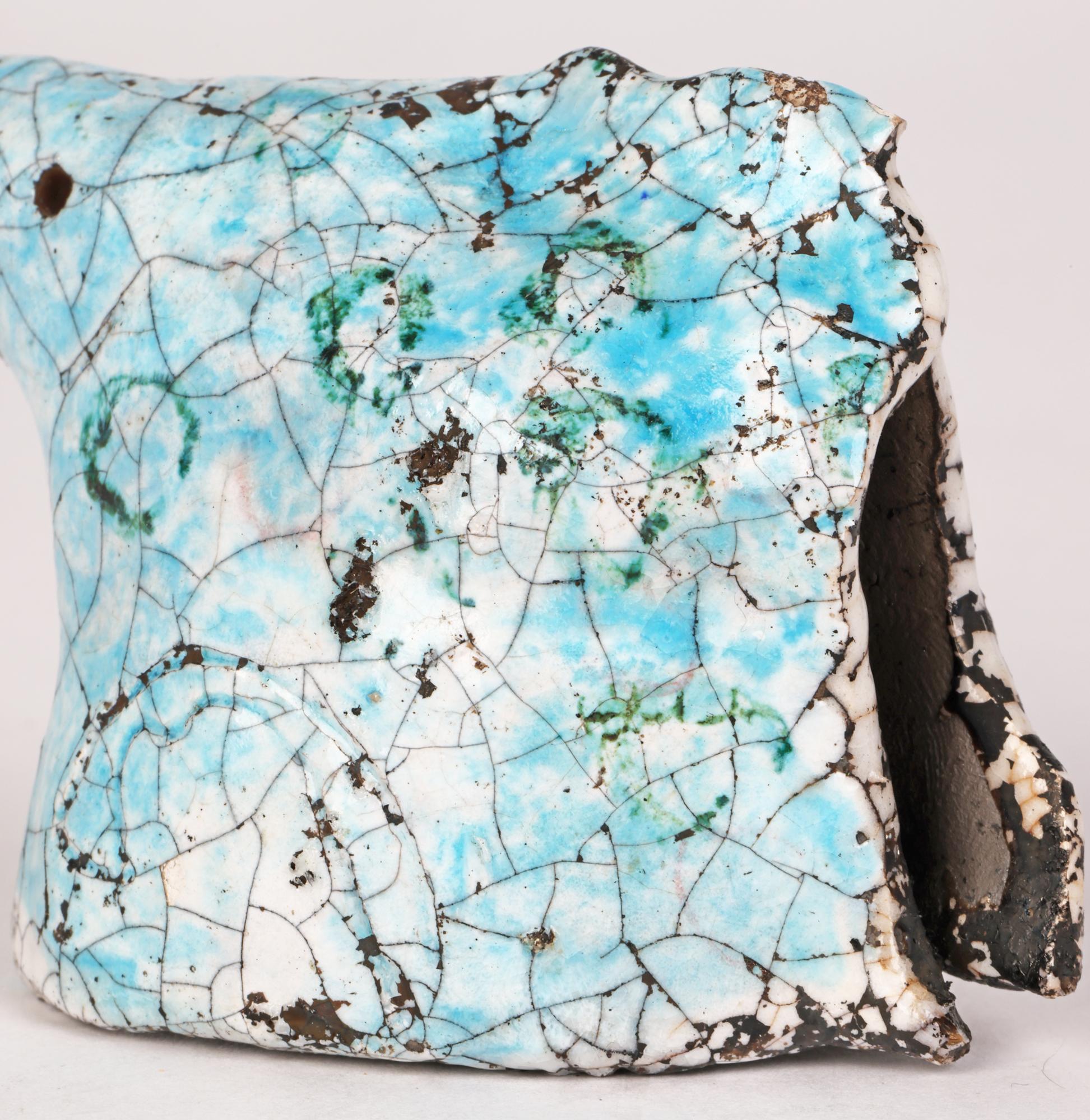 Moderne Tête de cheval émaillée Raku, Eric James Mellon Studio Pottery, 1982 en vente
