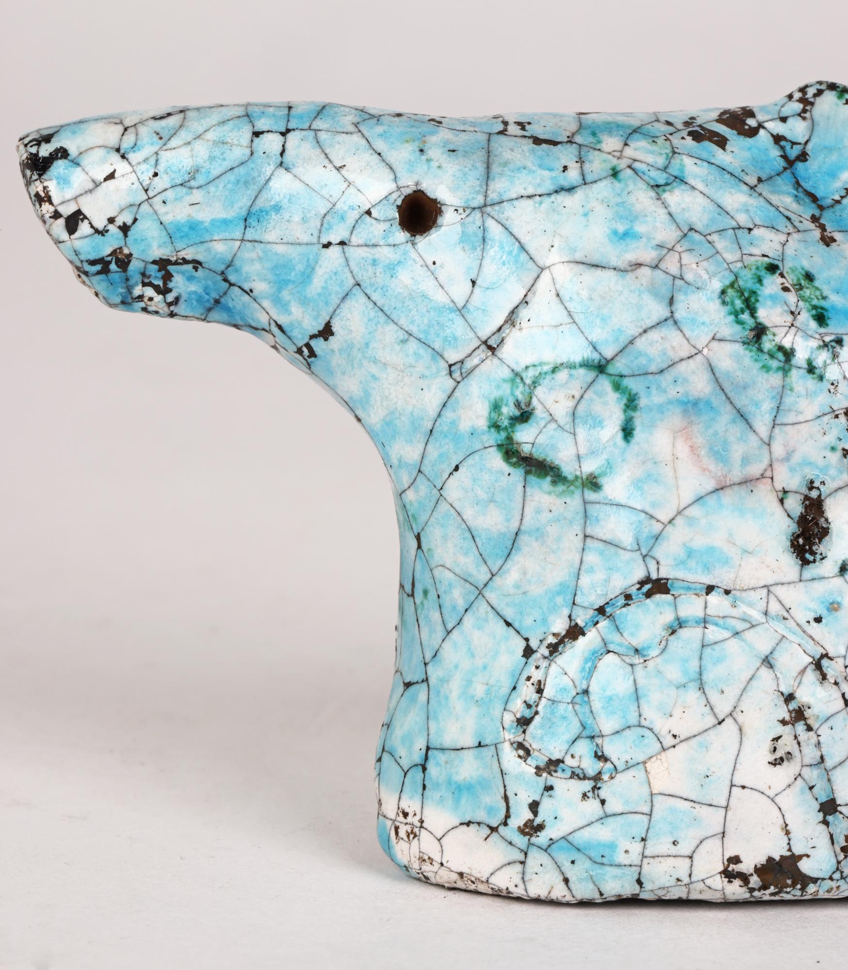 Anglais Tête de cheval émaillée Raku, Eric James Mellon Studio Pottery, 1982 en vente