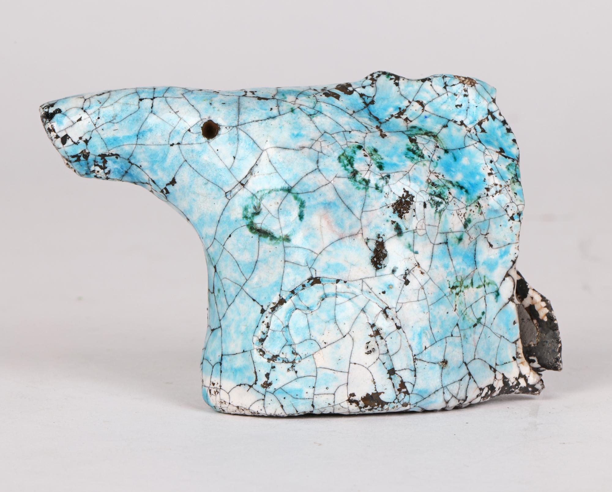 Vernissé Tête de cheval émaillée Raku, Eric James Mellon Studio Pottery, 1982 en vente