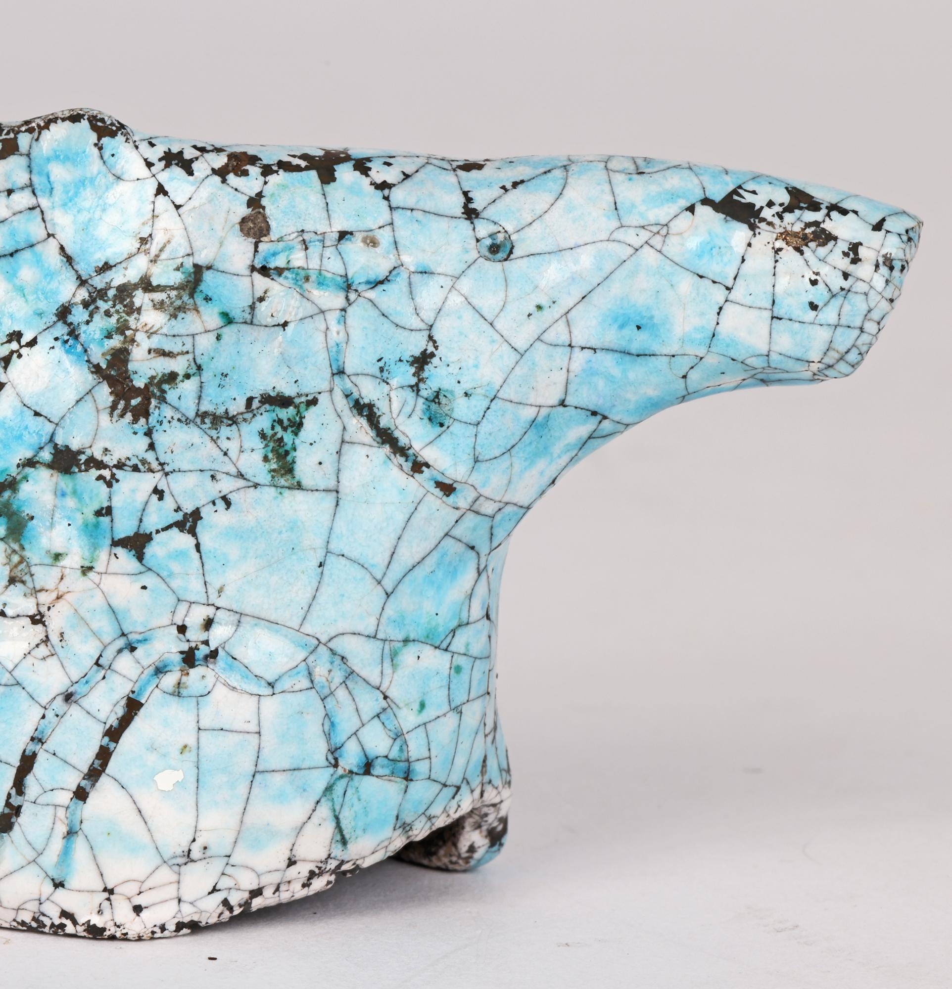 Eric James Mellon Studio Pottery Raku Glazed Horse Head, 1982 1