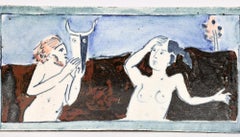 Eric James Mellon Studio Pottery Tile with Nudes Titled Europa & The Bull
