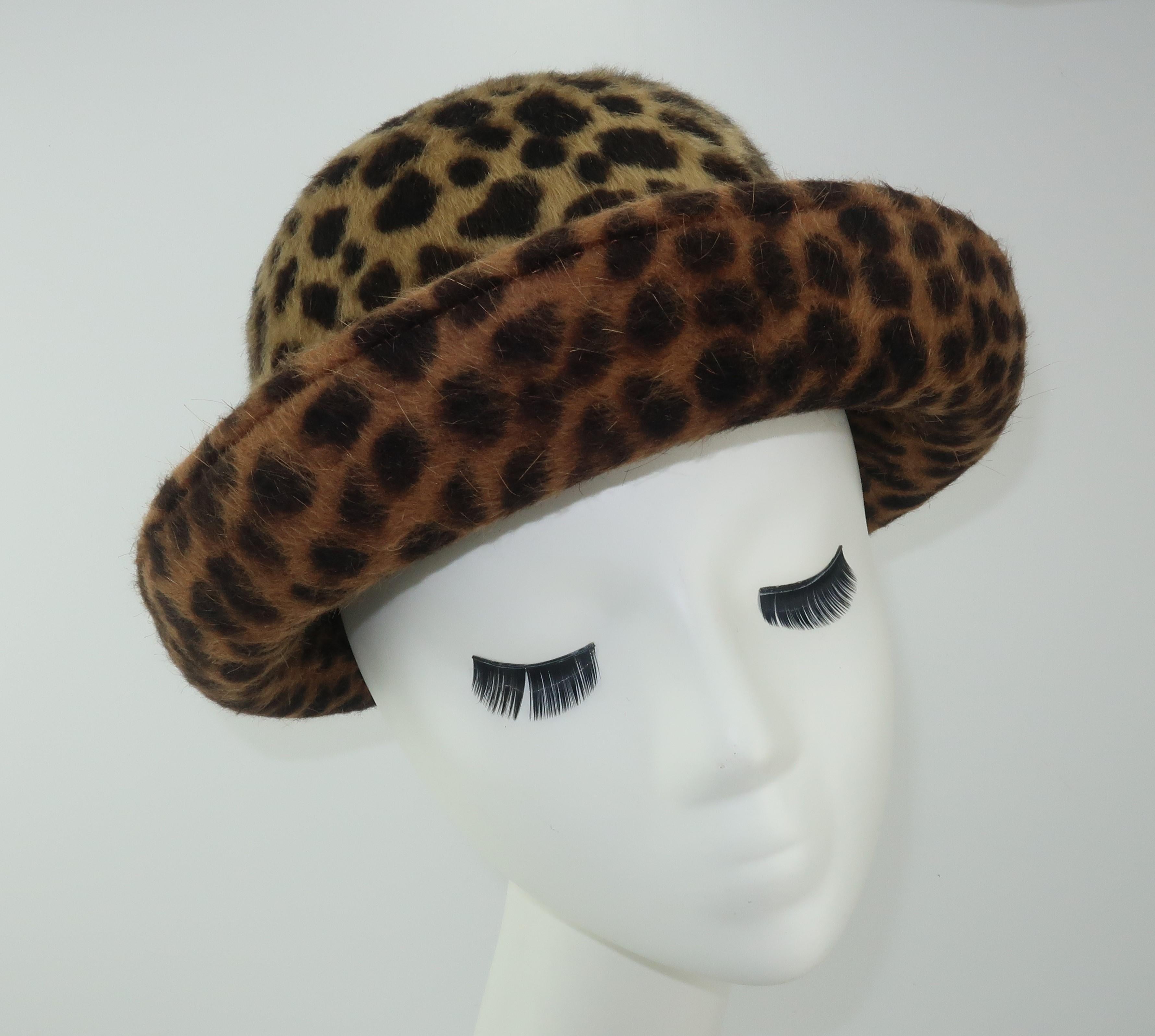 Eric Javits Animal Print Mohair Bowler Style Hat In Good Condition In Atlanta, GA