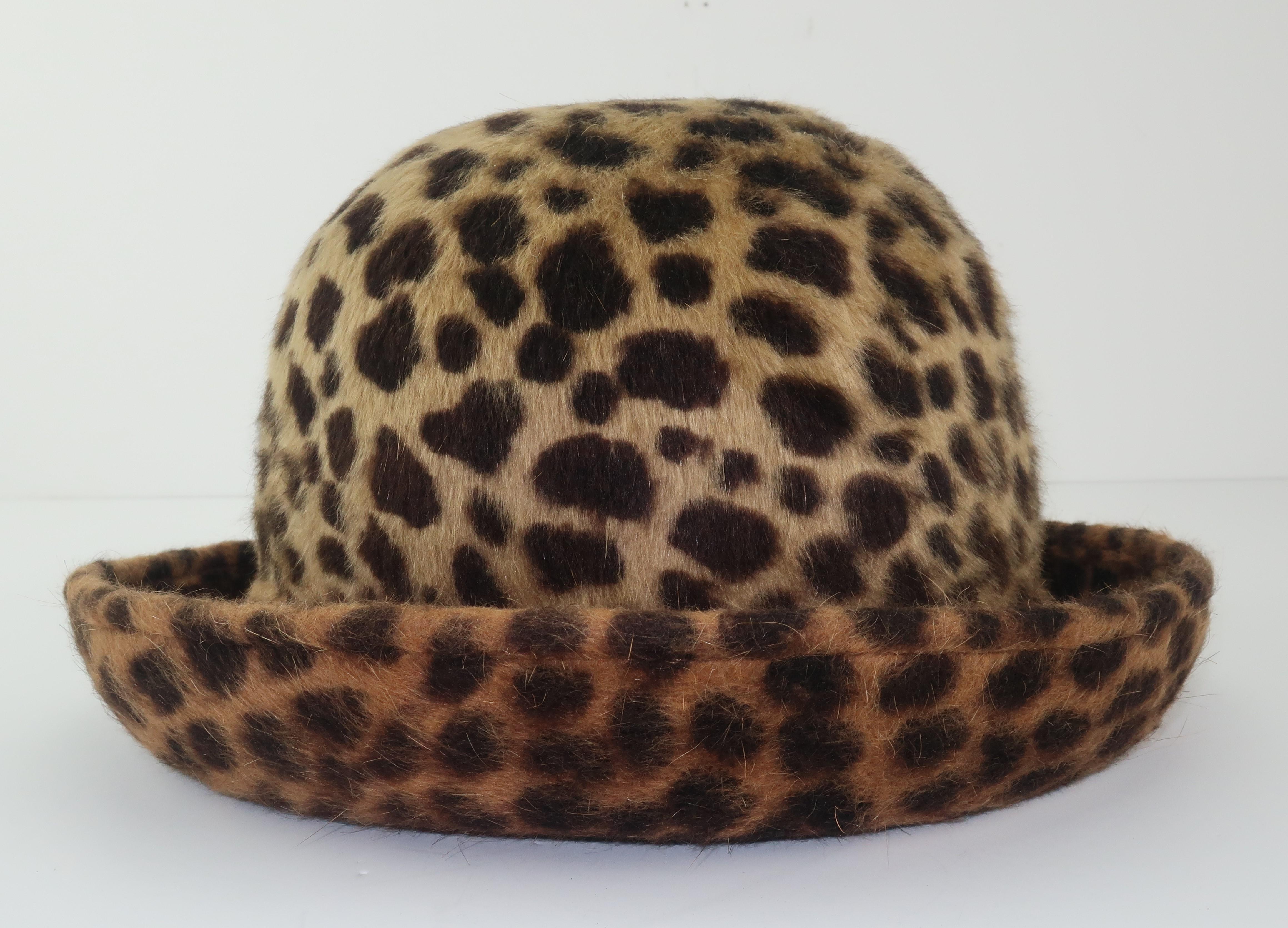 Eric Javits Animal Print Mohair Bowler Style Hat 1