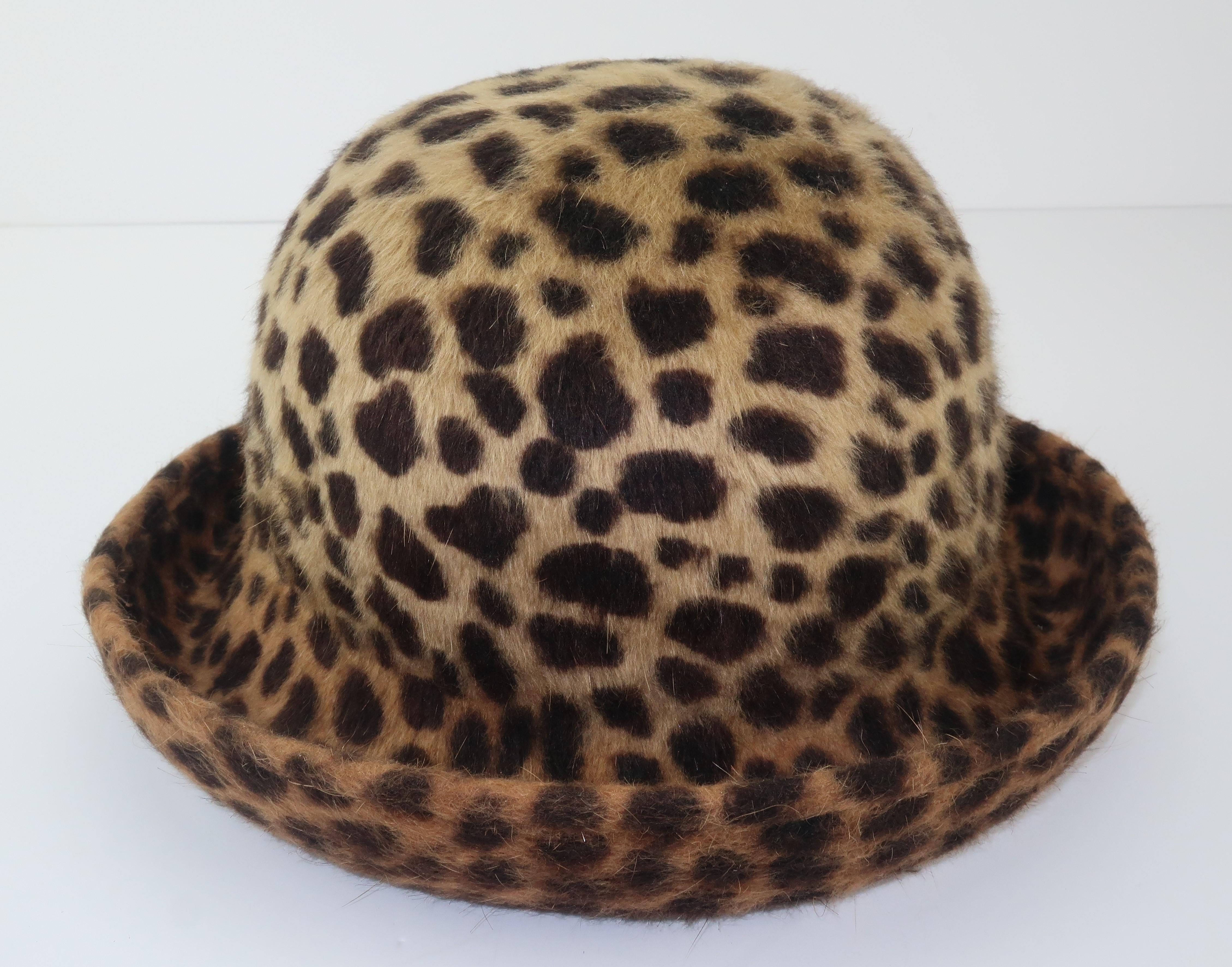 Eric Javits Animal Print Mohair Bowler Style Hat 2
