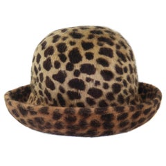 Vintage Eric Javits Animal Print Mohair Bowler Style Hat