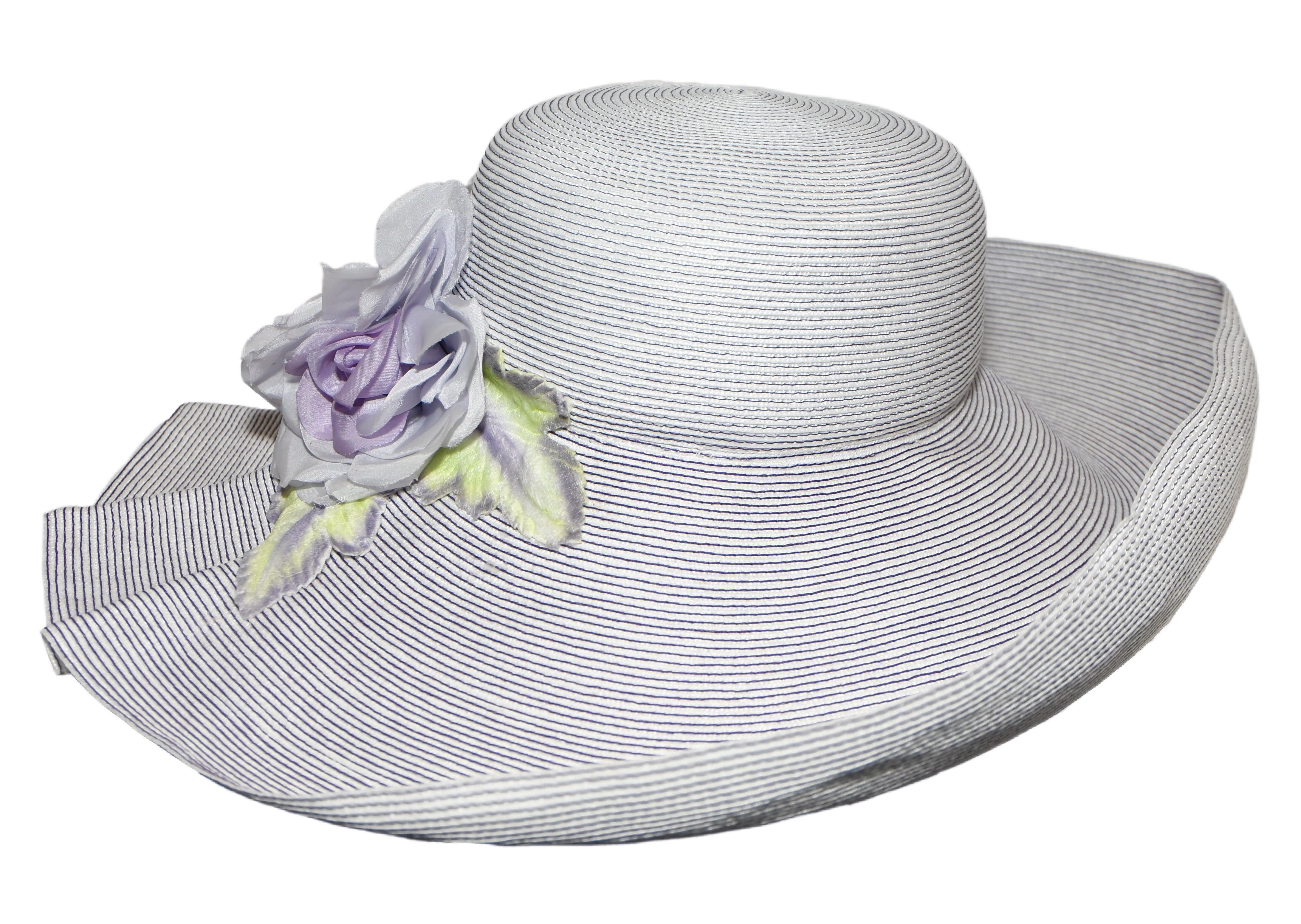Gray Eric Javits Lavender Straw Hat