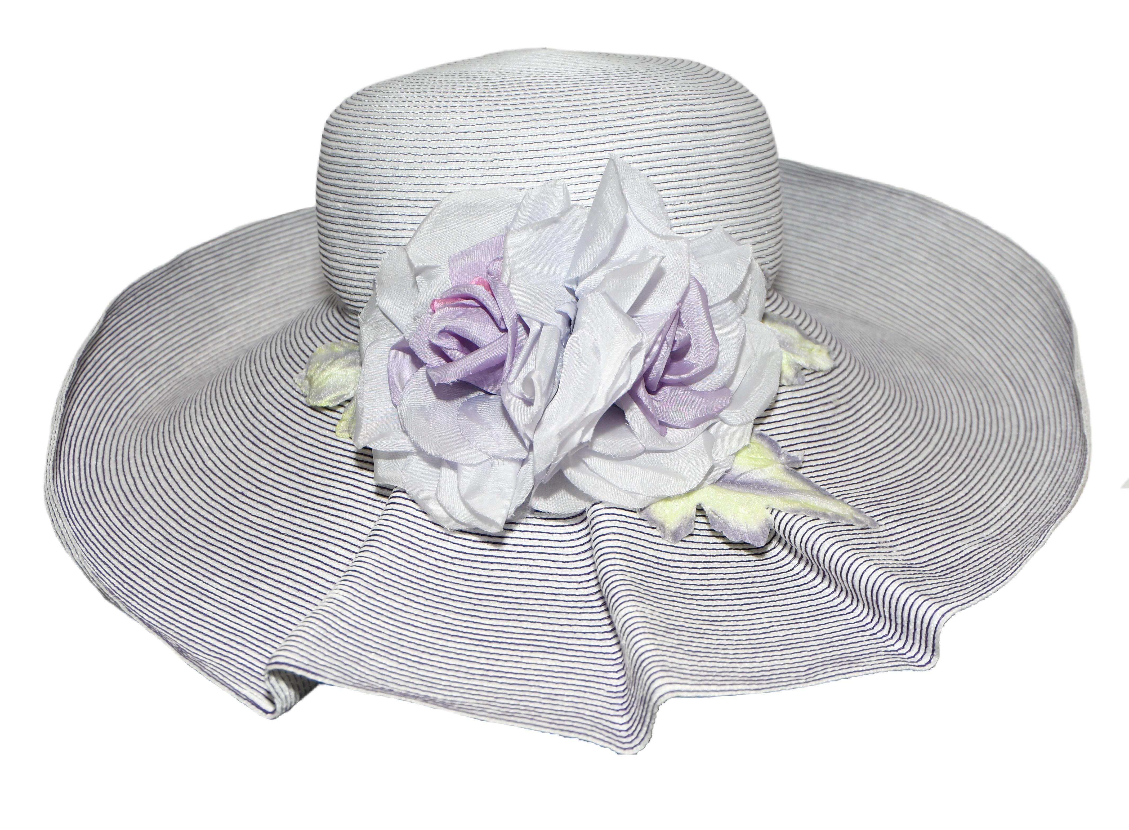 Eric Javits Lavender Straw Hat In Excellent Condition In Palm Beach, FL