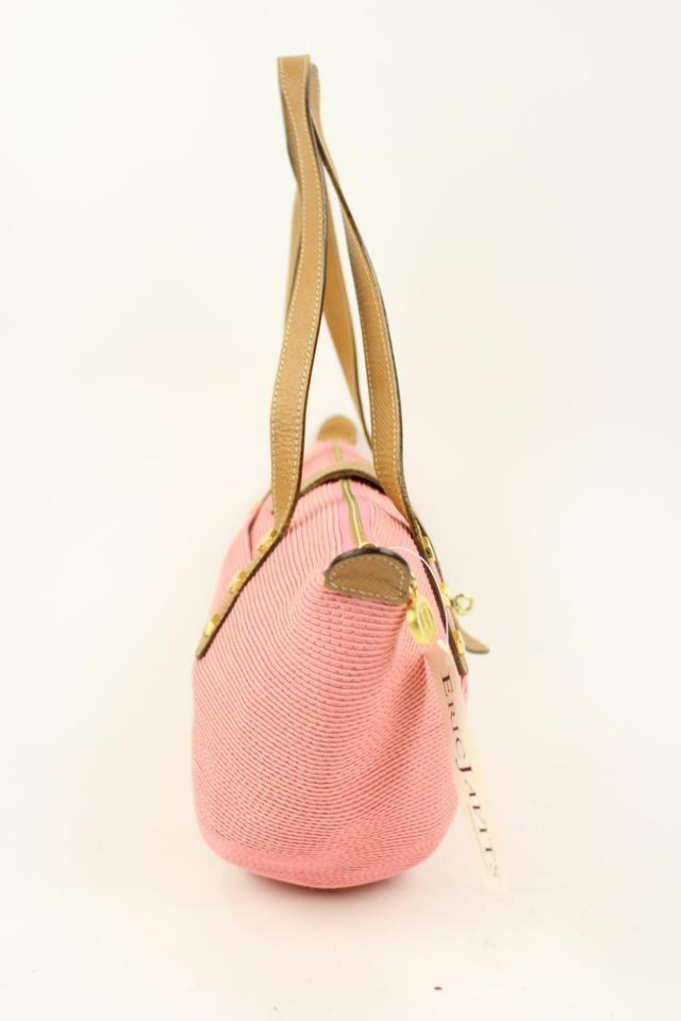 Eric Javits Msml19 Pink Canvas Hobo Bag For Sale 4