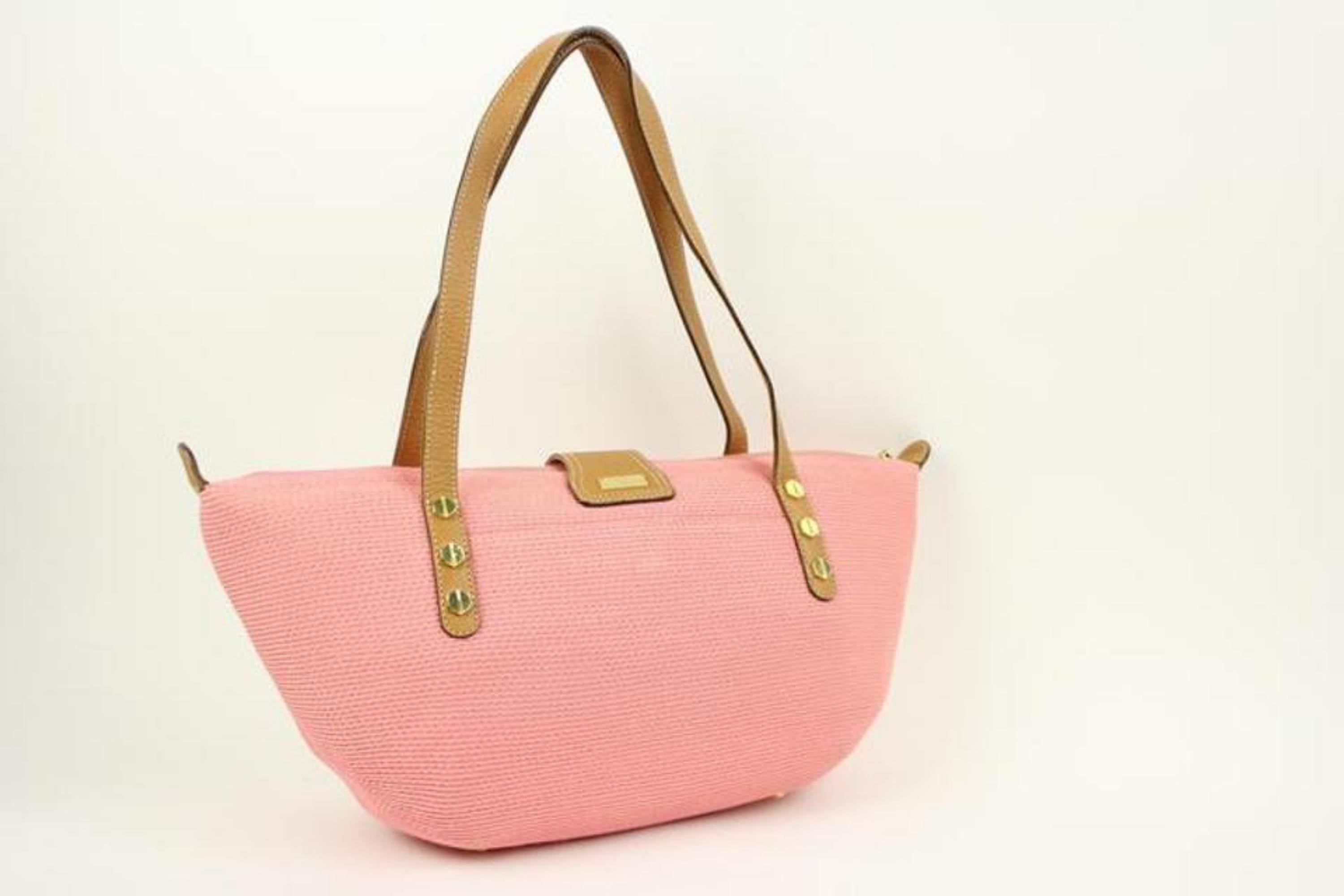 Eric Javits Msml19 Pink Canvas Hobo Bag For Sale 3
